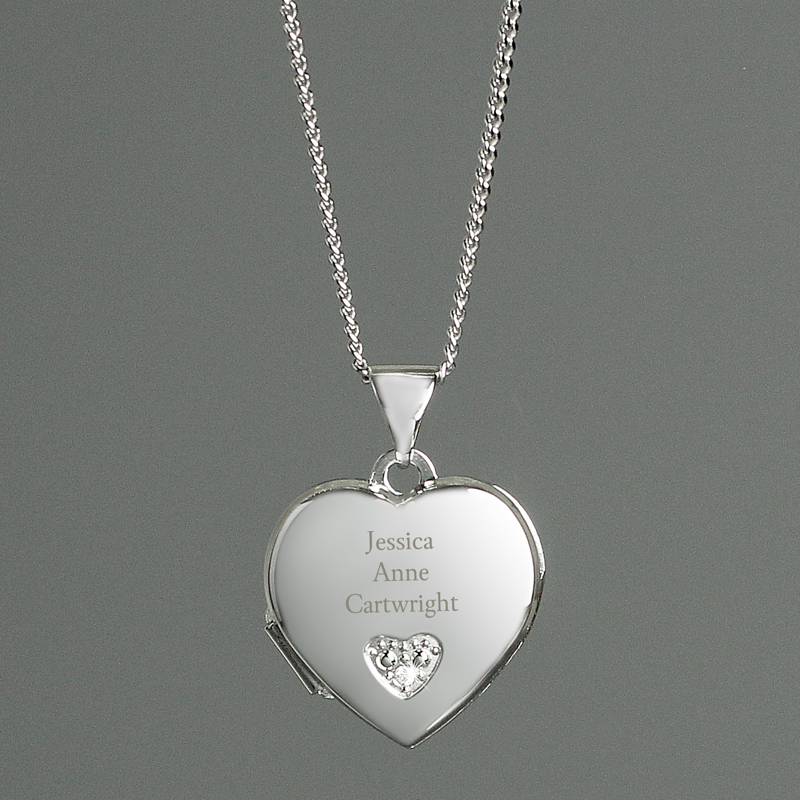 Personalised Children's Sterling Silver and Cubic Zirconia Heart Locket Necklace