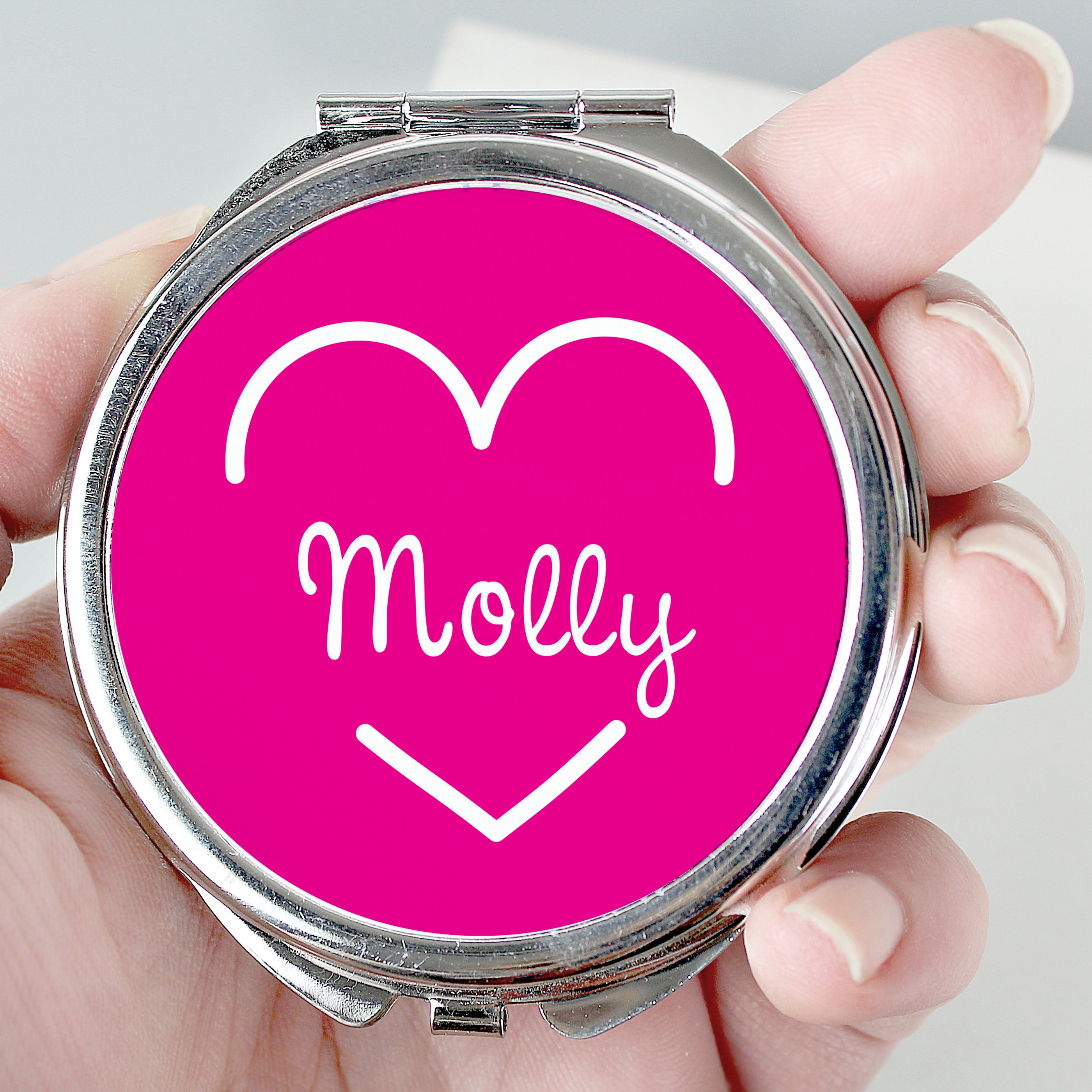 Personalised Pink Name Compact Mirror