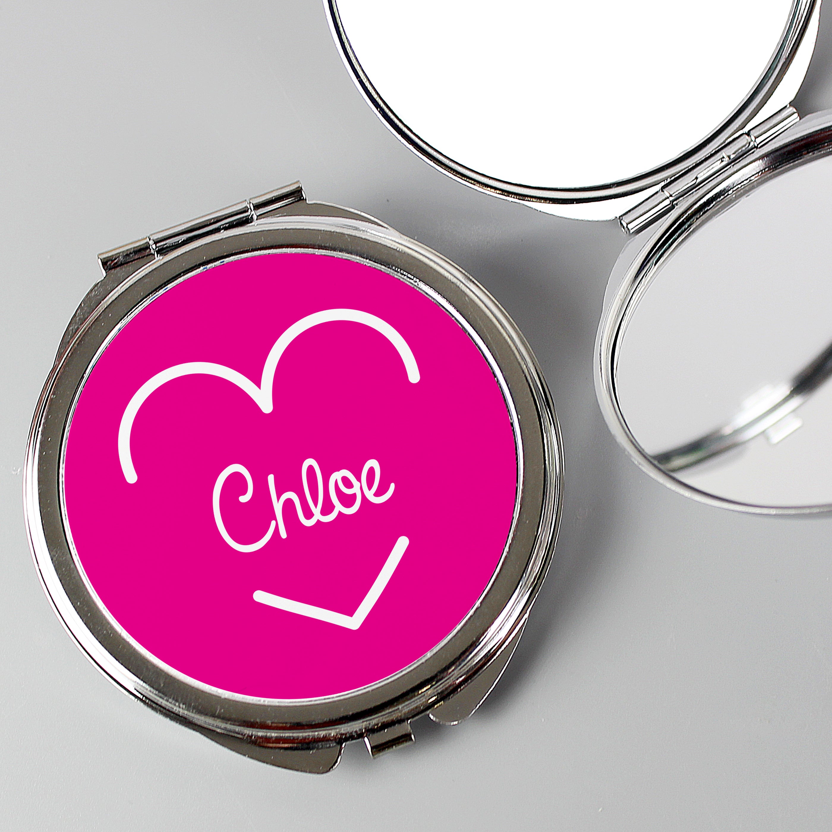 Personalised Pink Name Compact Mirror