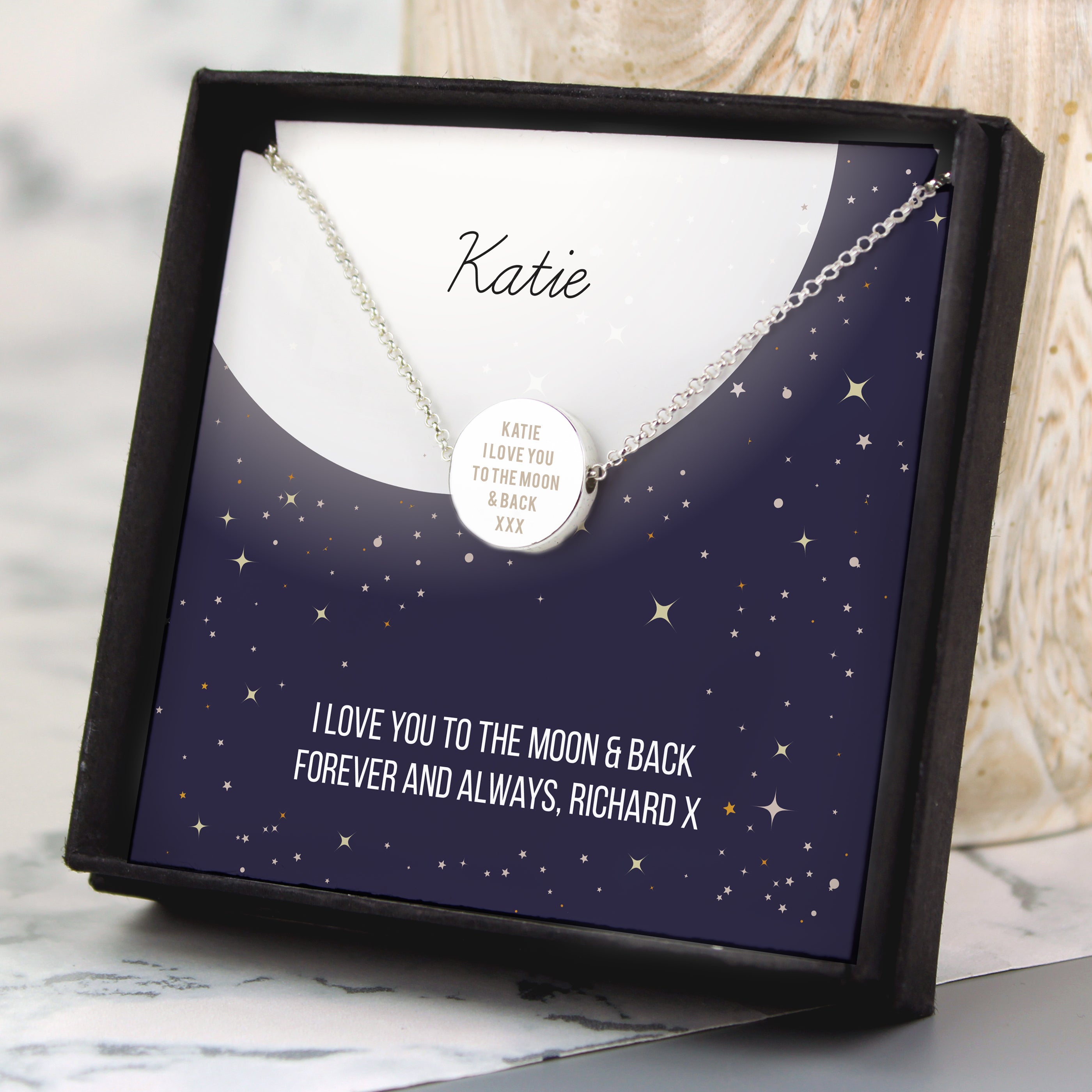 Personalised Sentiment Disc Necklace and Box