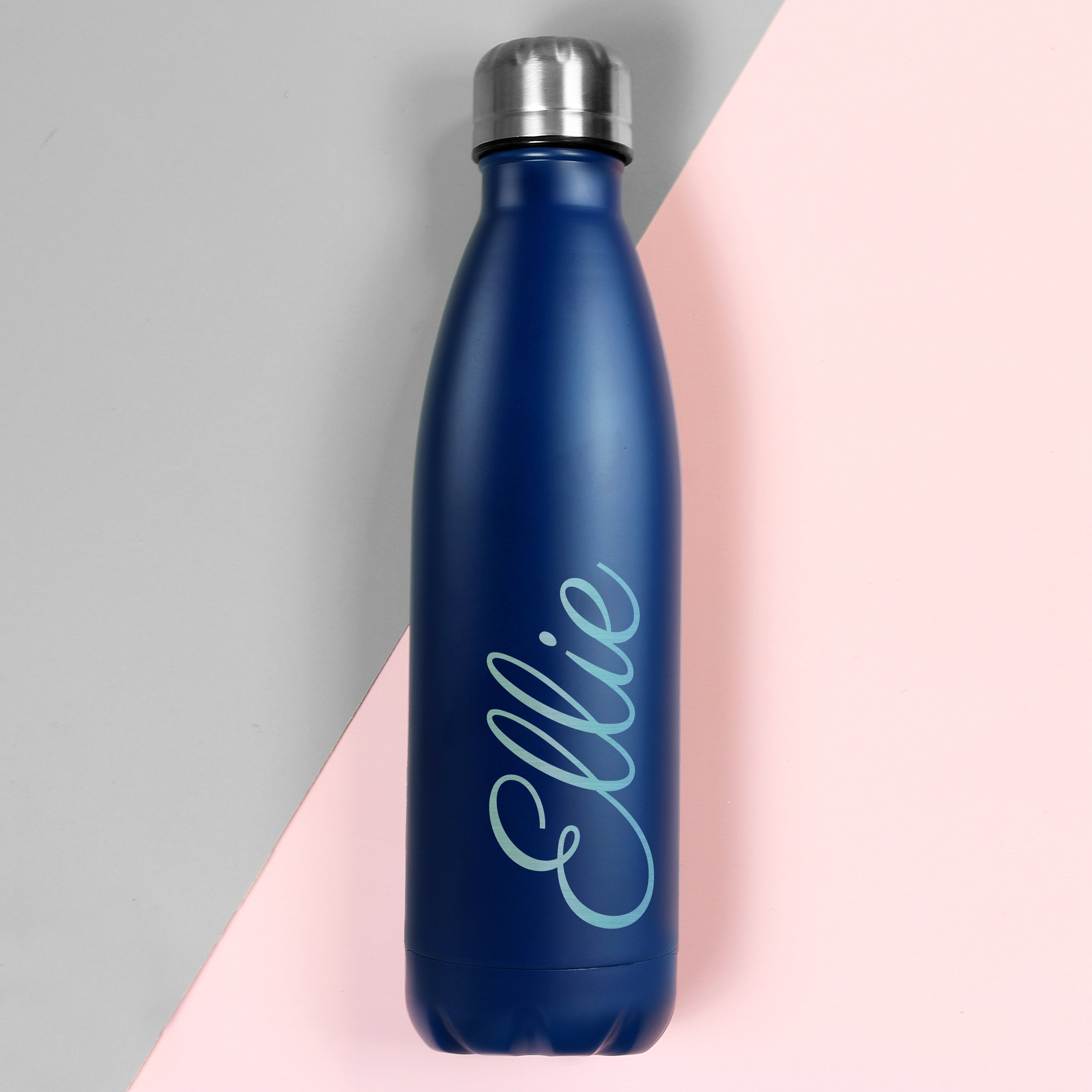 Personalised Blue Metal Insulated Drinks Bottle