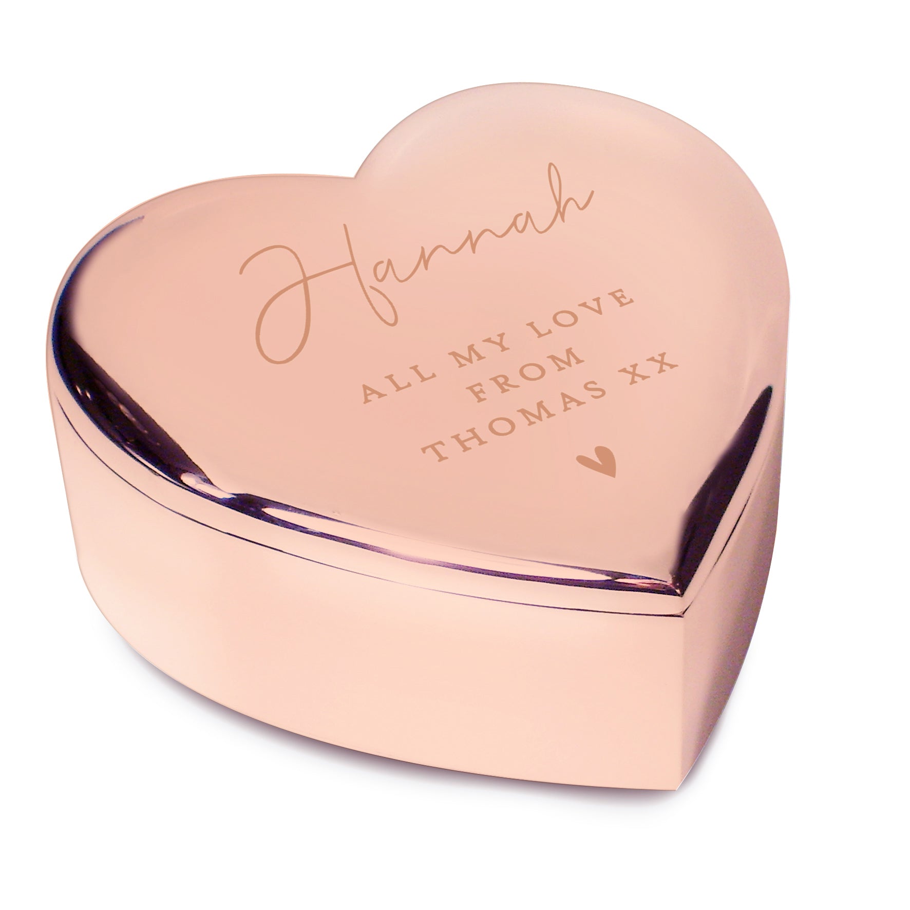 Personalised Free Text Rose Gold Heart Trinket Box