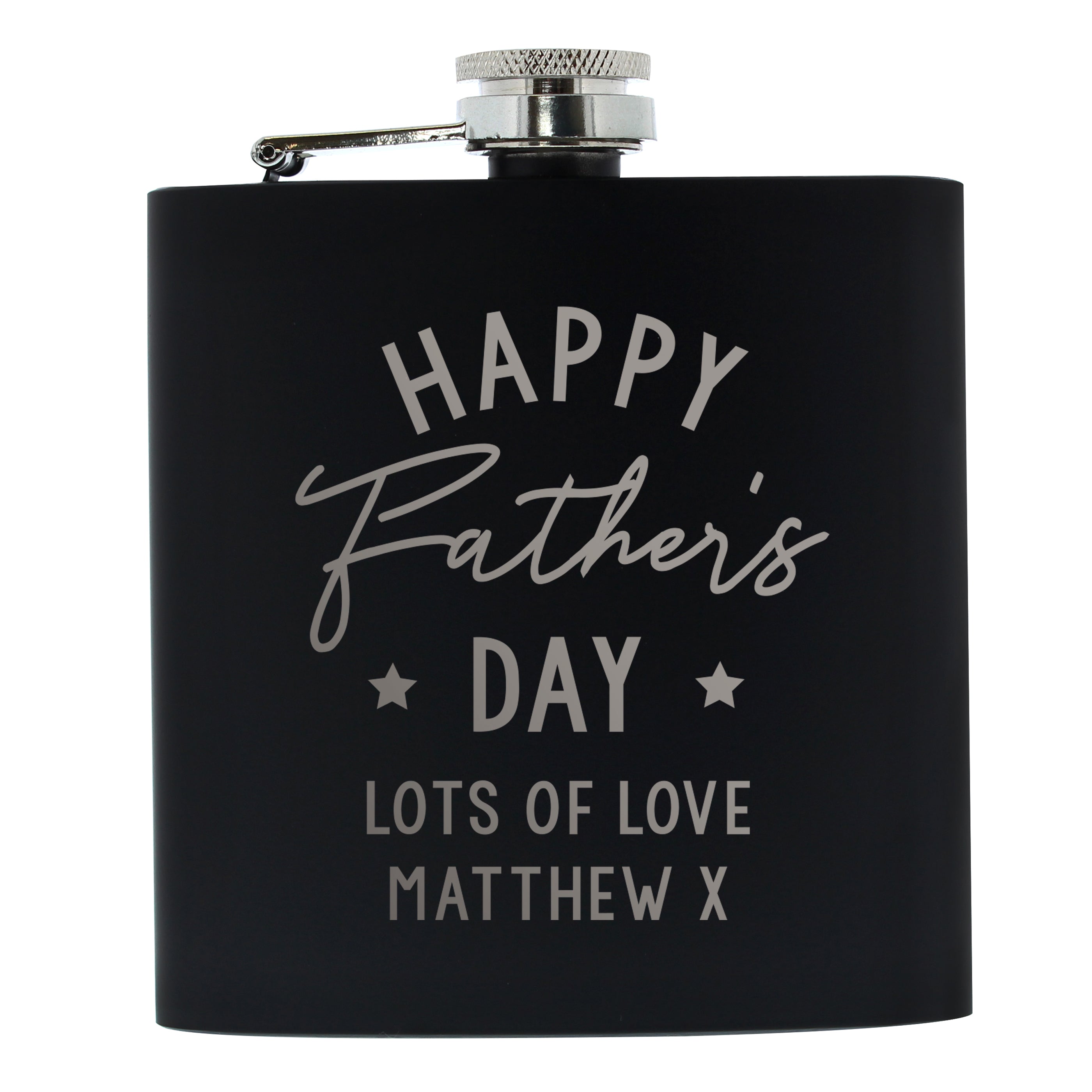 Personalised Father's Day Black Hip Flask