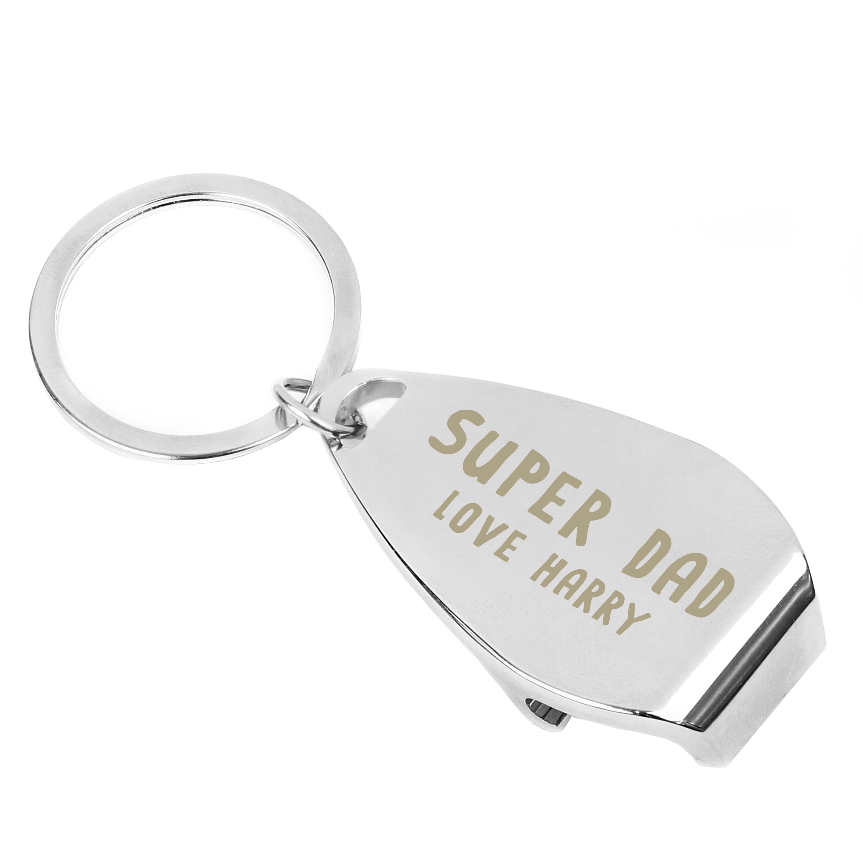 Personalised Super Dad Bottle Opener Keyring