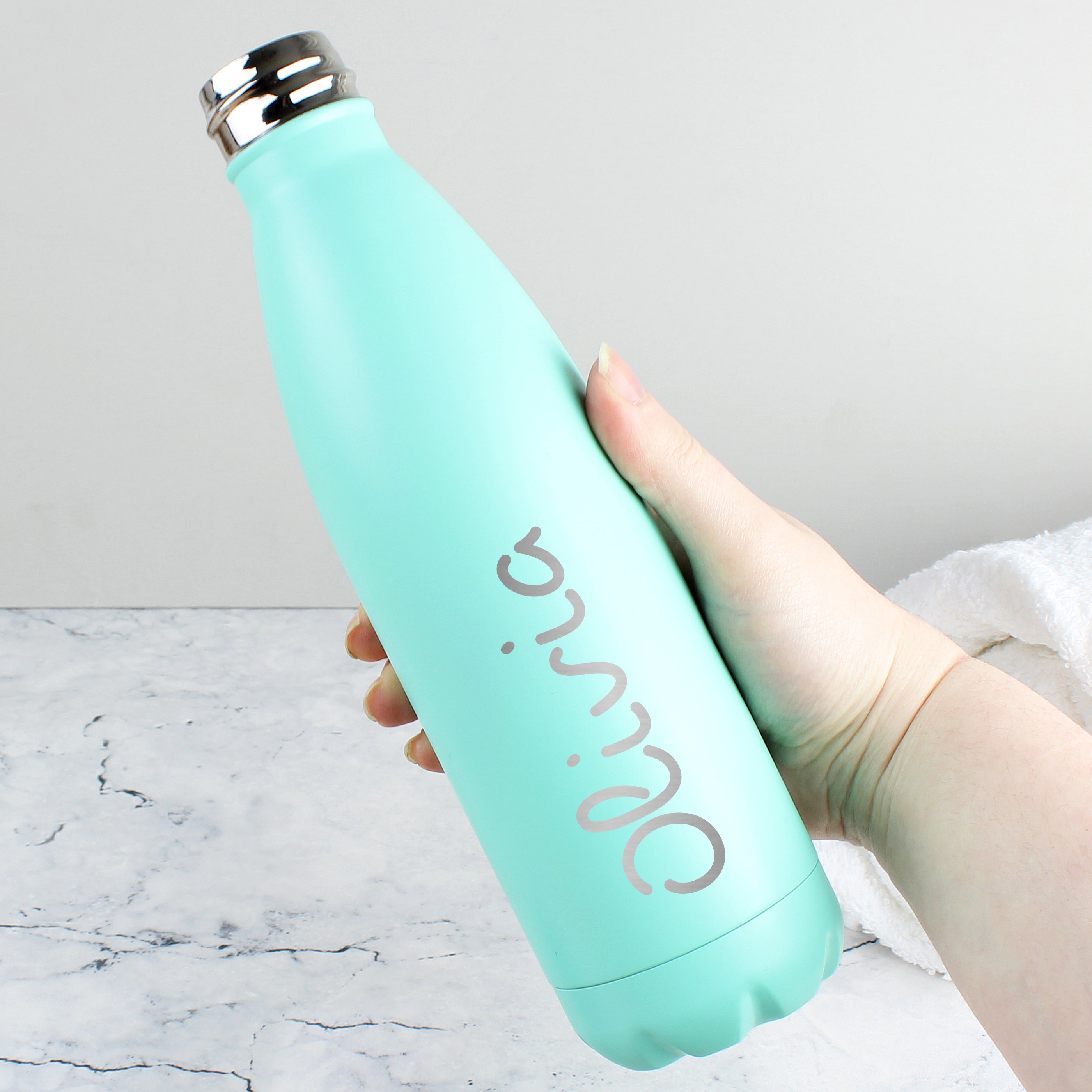 Personalised Name Only Mint Green Metal Insulated Drinks Bottle