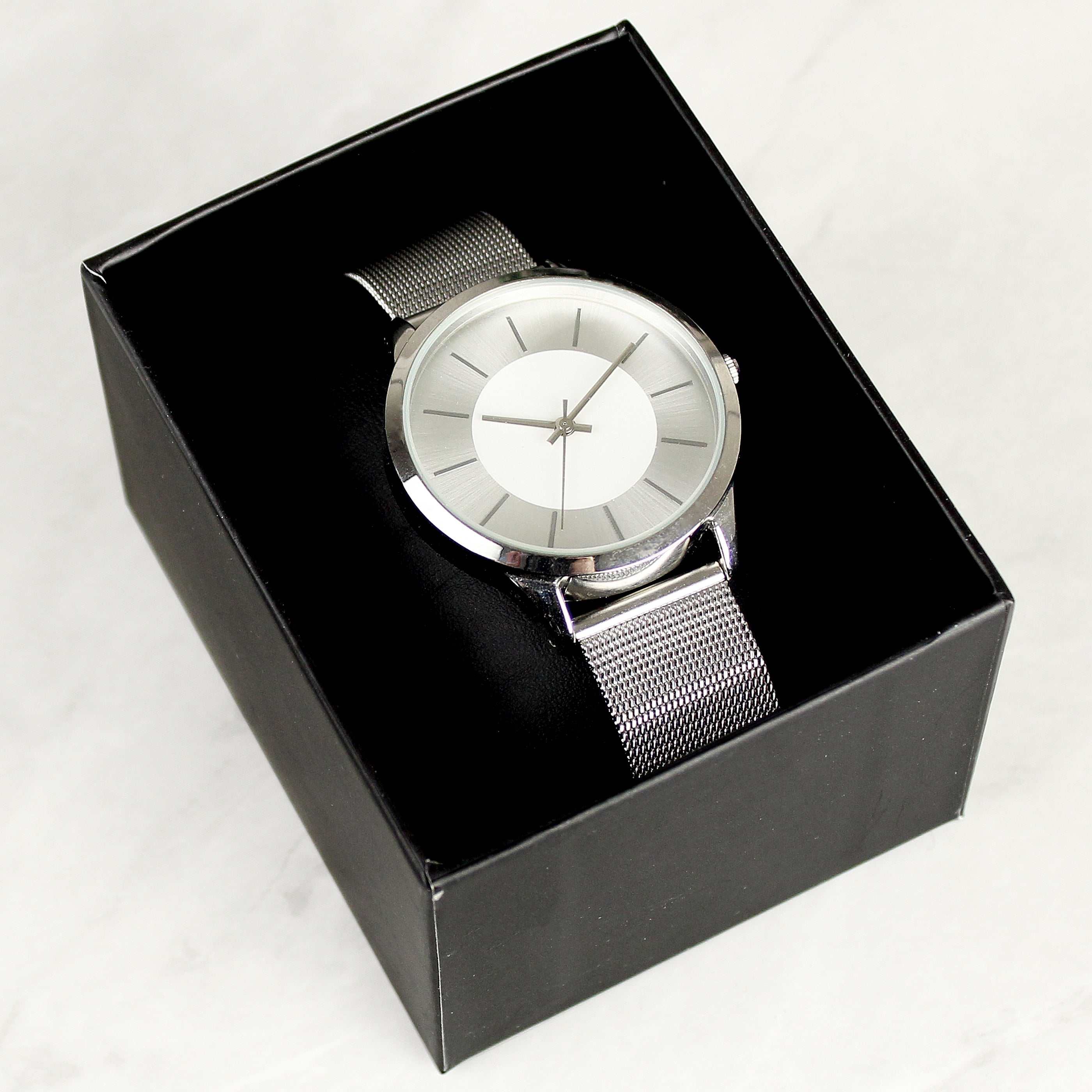 Personalised Silver with Mesh Style Strap Watch