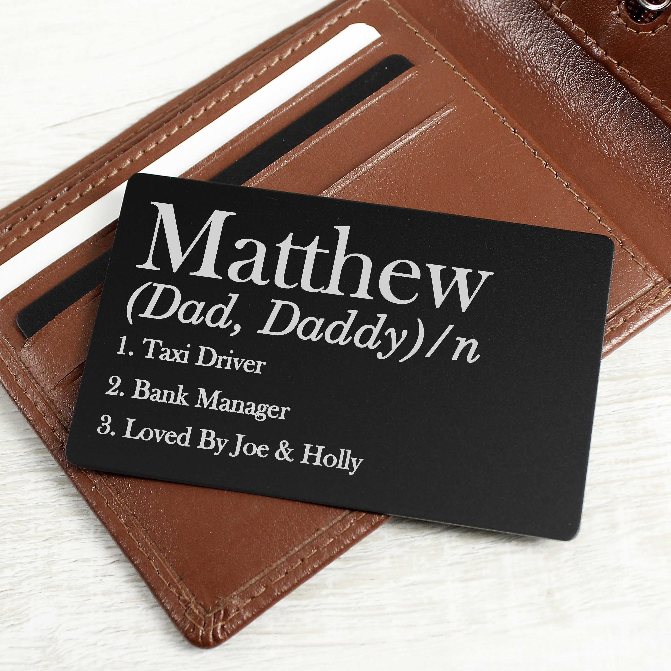 Personalised Definition Black Wallet Card