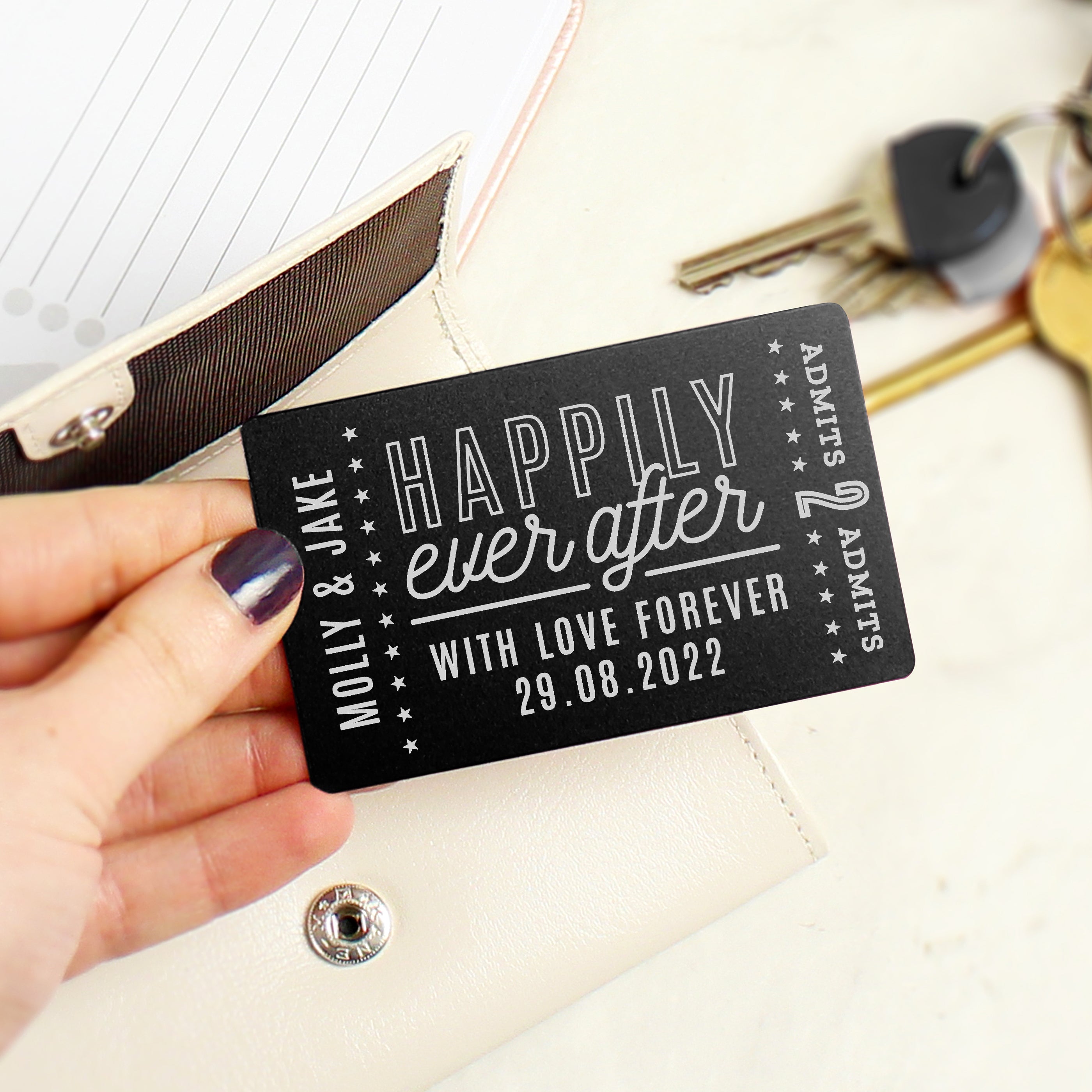 Personalised Happily Ever After Black Wallet Card