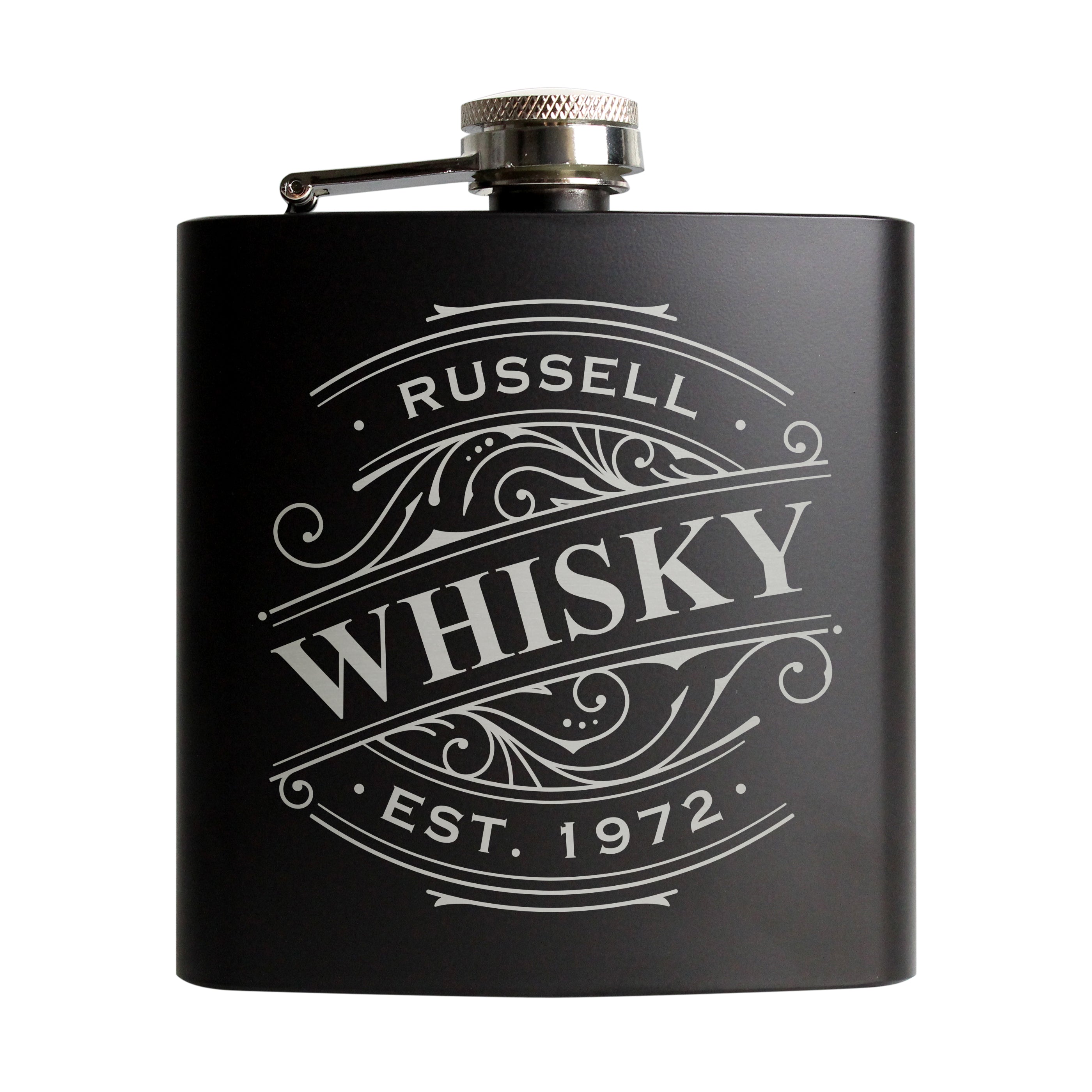 Personalised Spirit Black Hip Flask