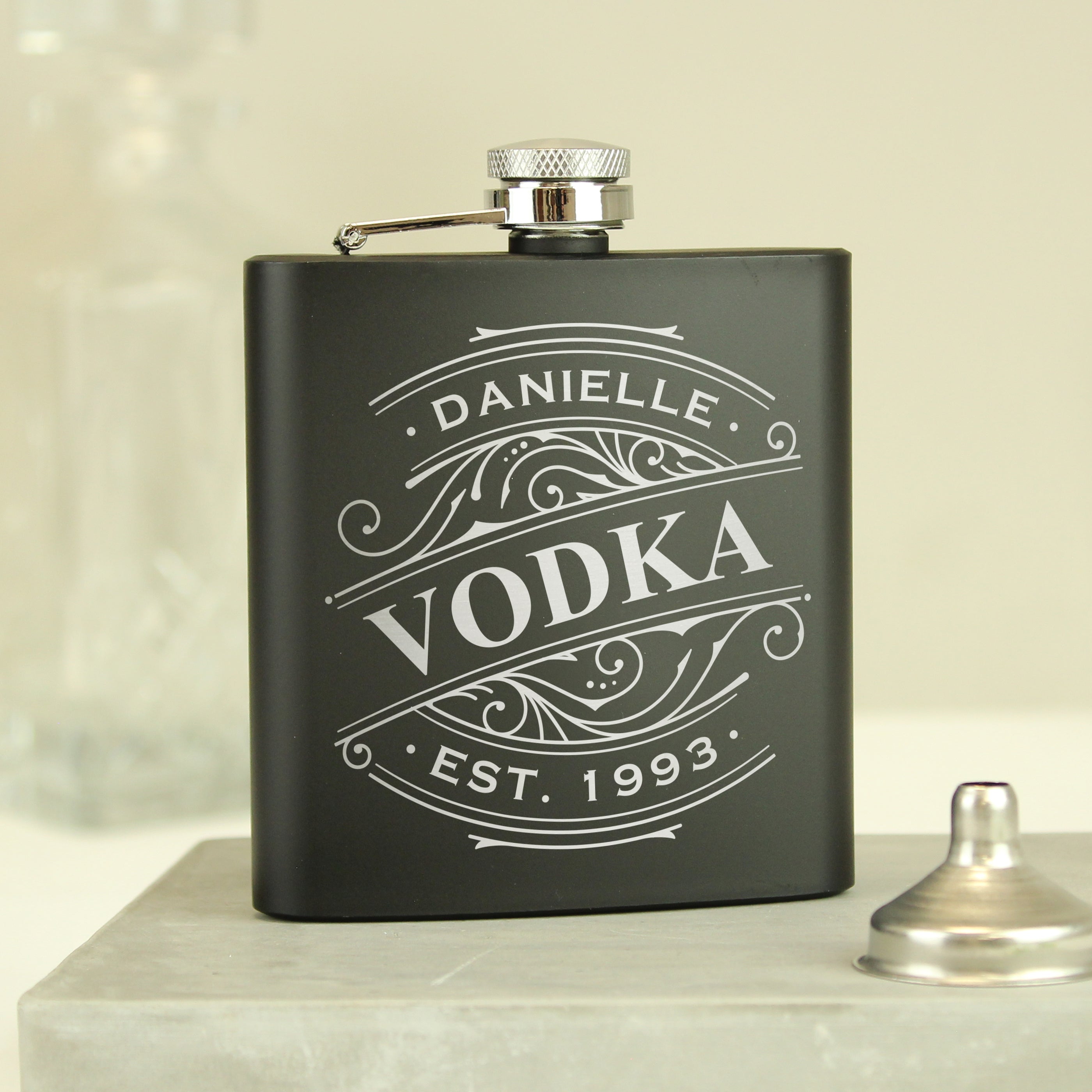 Personalised Spirit Black Hip Flask