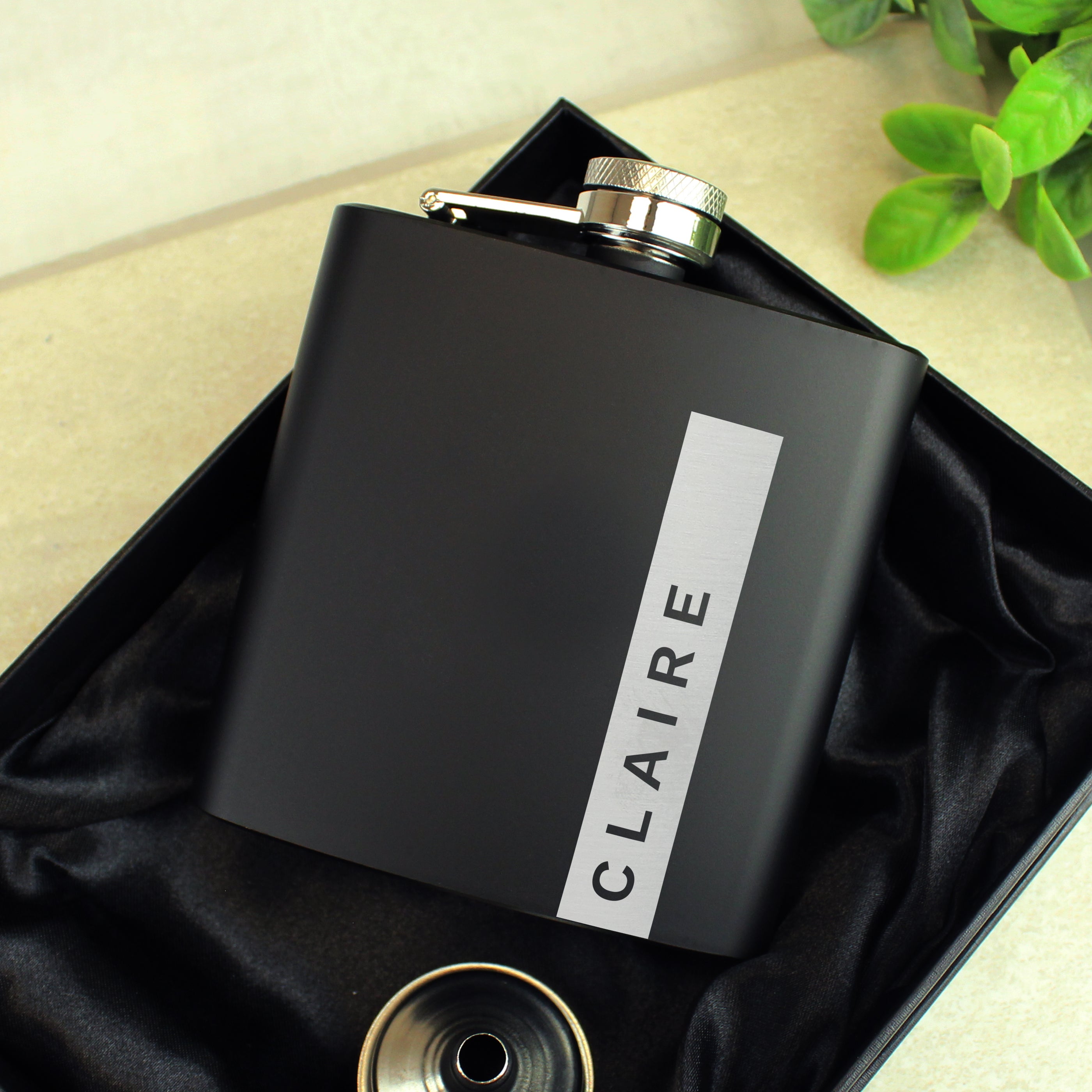 Personalised Name Only Black Hip Flask