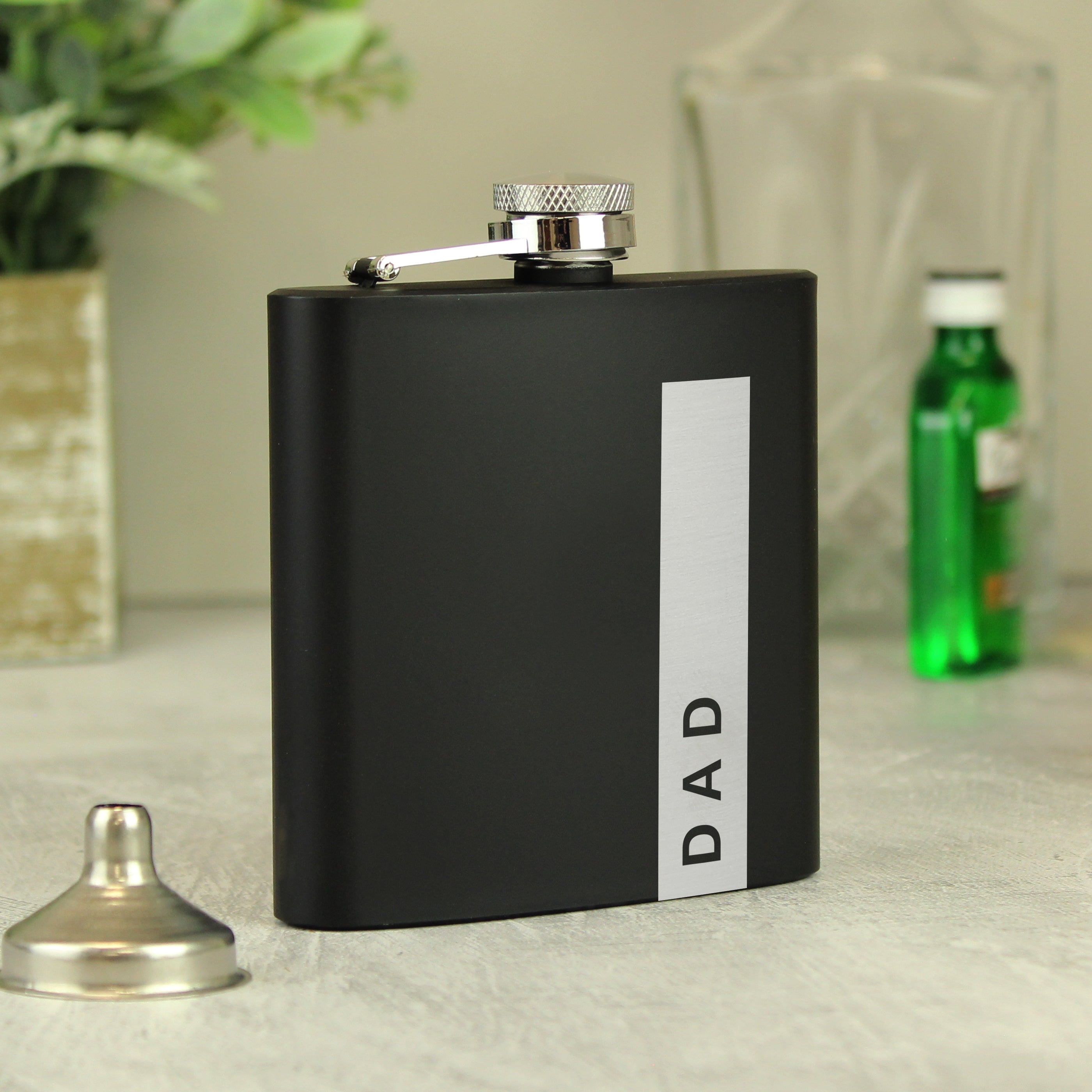 Personalised Name Only Black Hip Flask