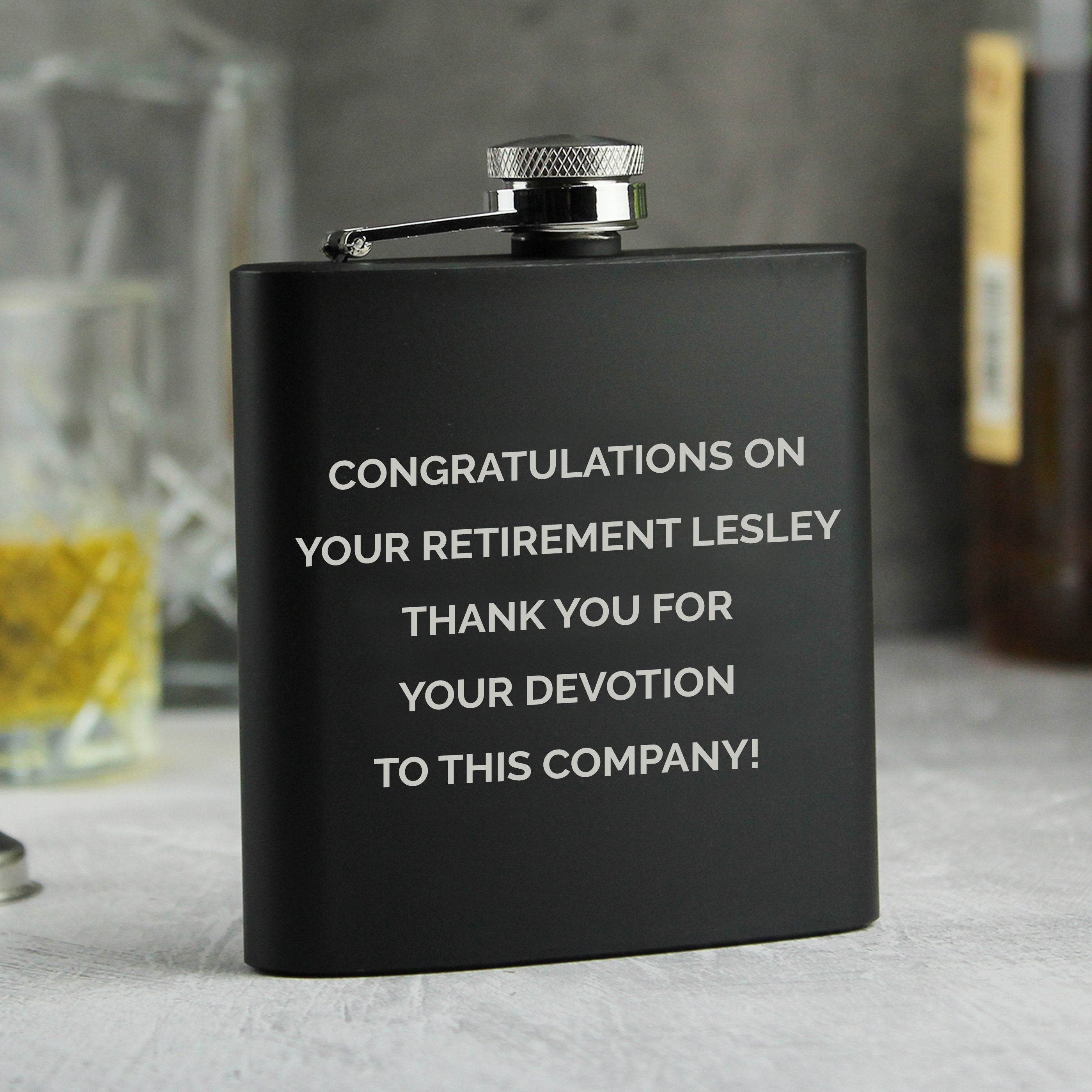 Personalised Free Text Black Hip Flask