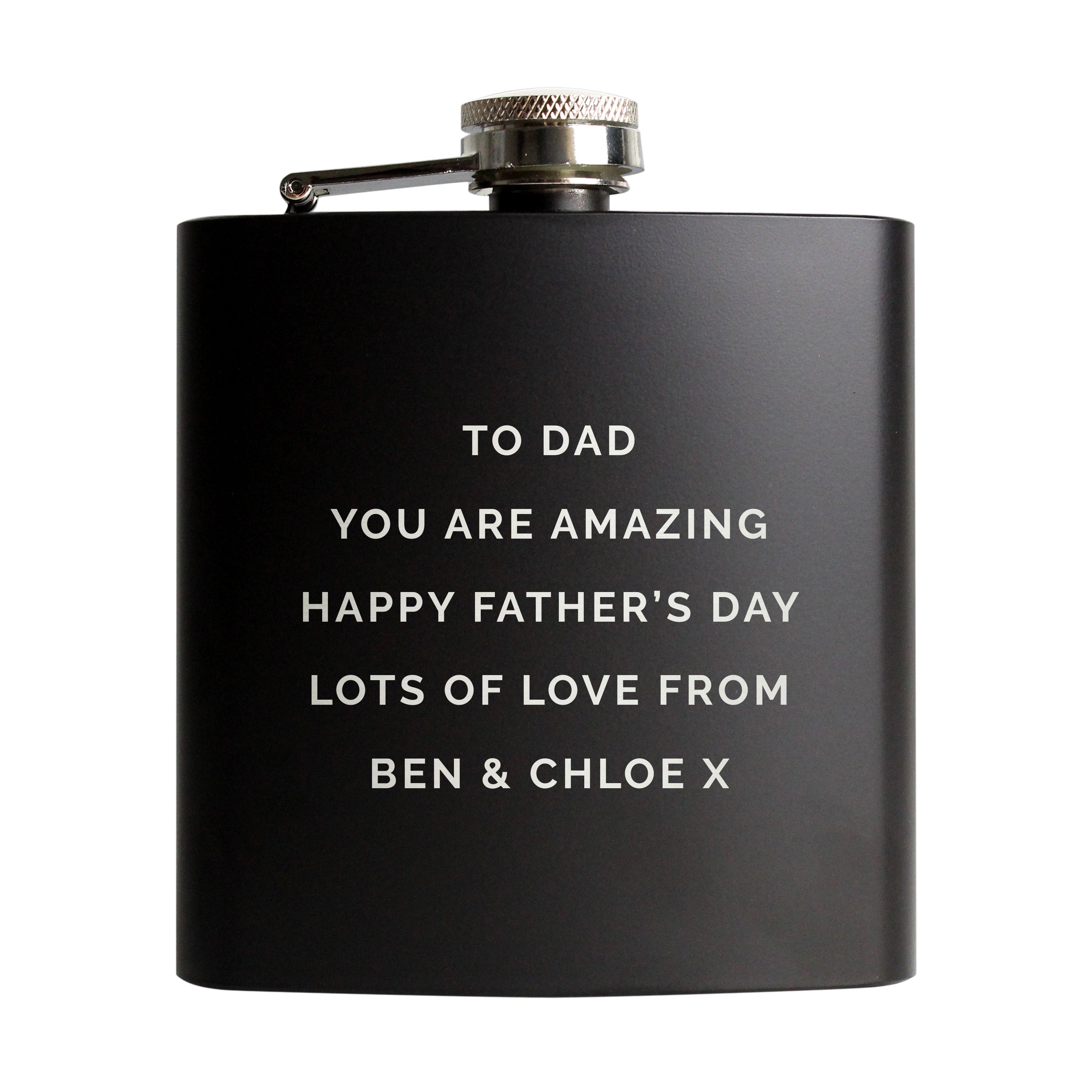 Personalised Free Text Black Hip Flask