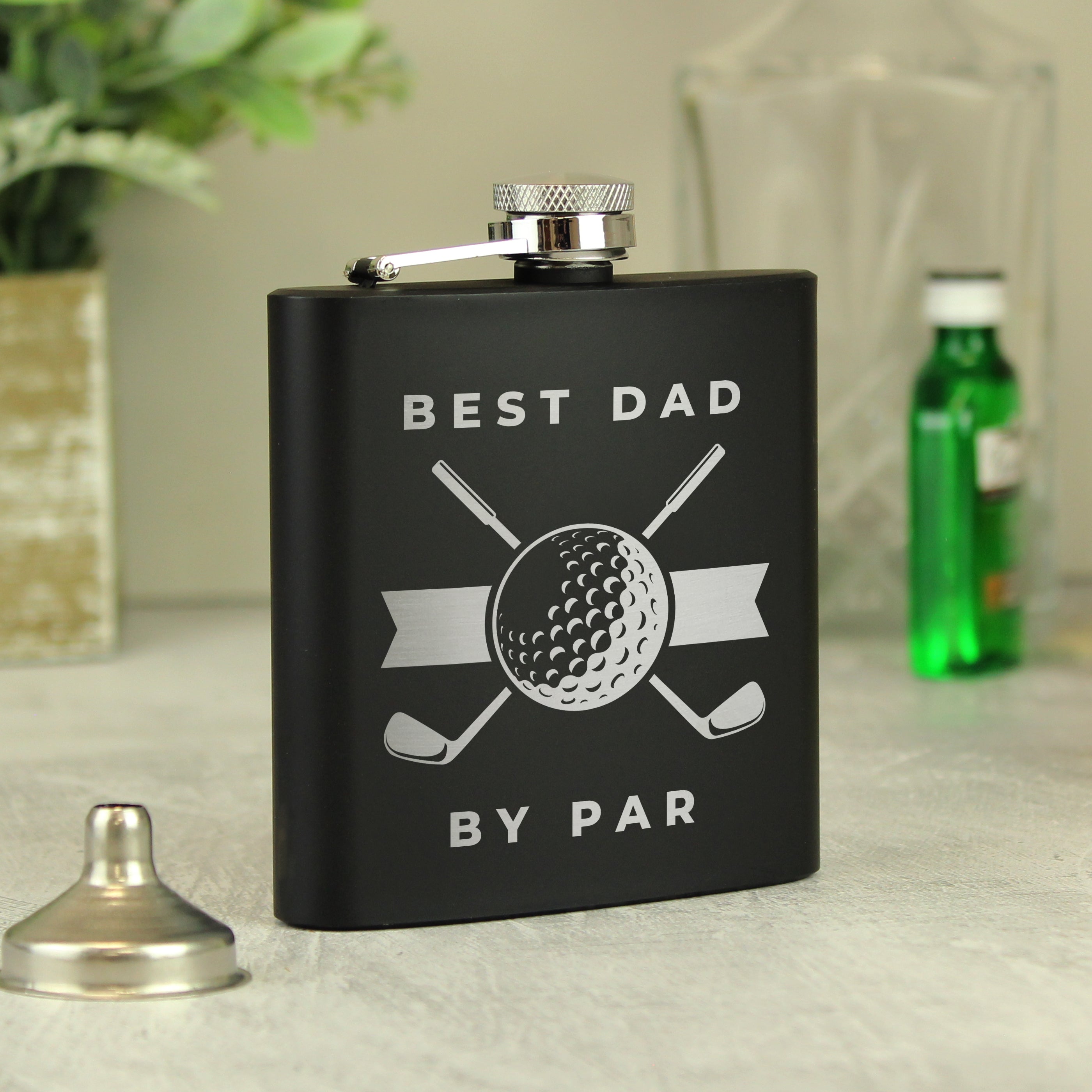 Personalised Golf Black Hip Flask