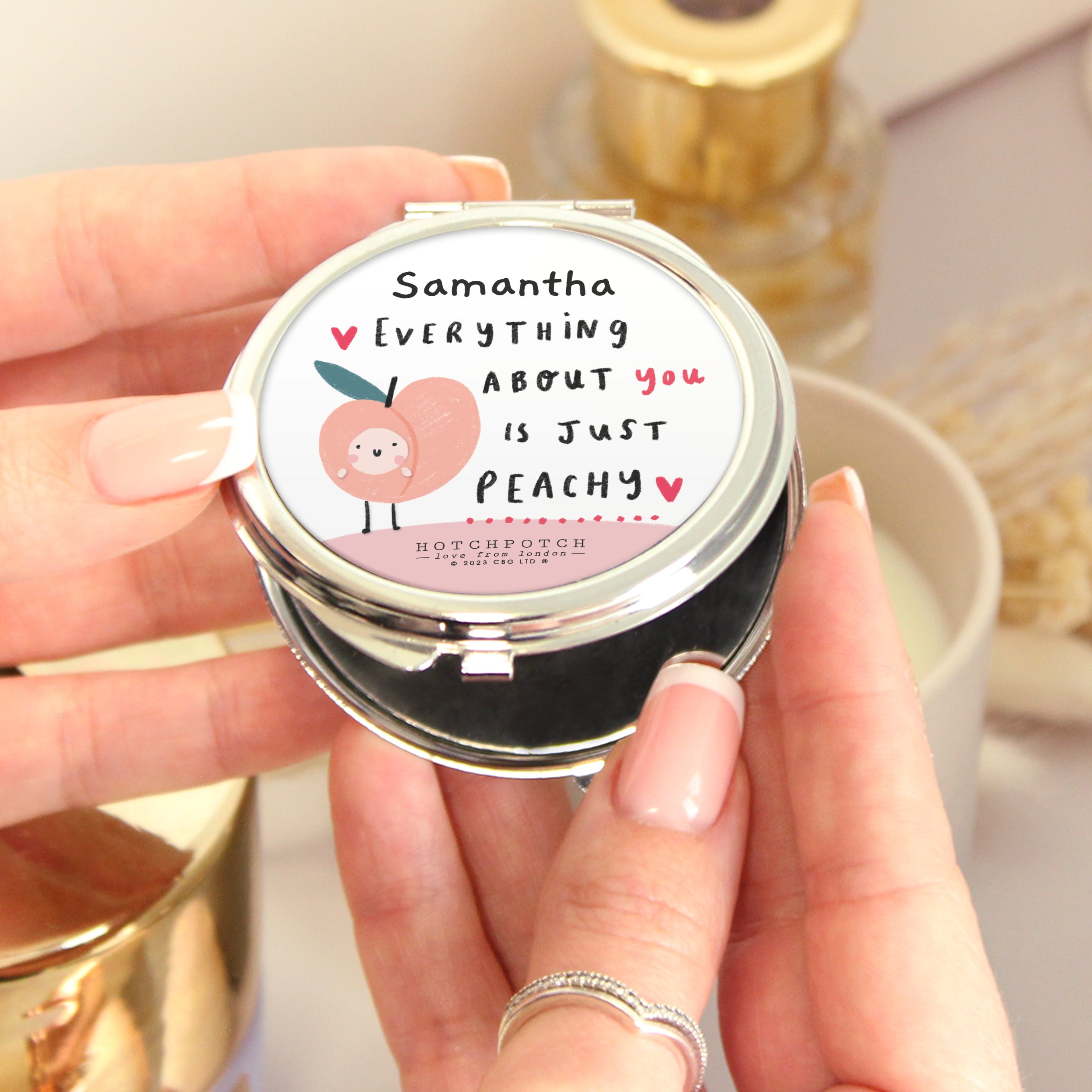 Personalised Hotchpotch Peachy Compact Mirror