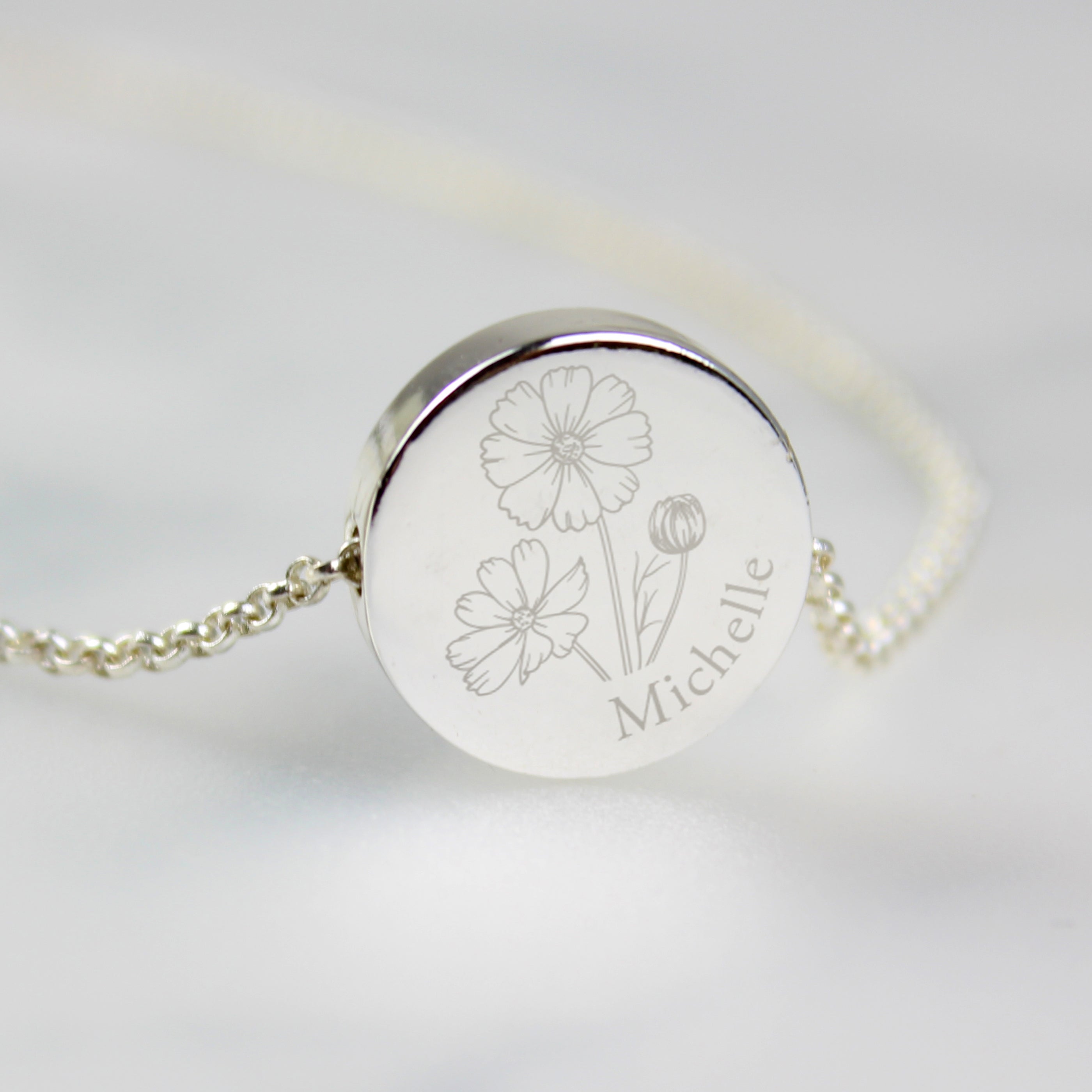 Personalised October Birth Flower Necklace and Box