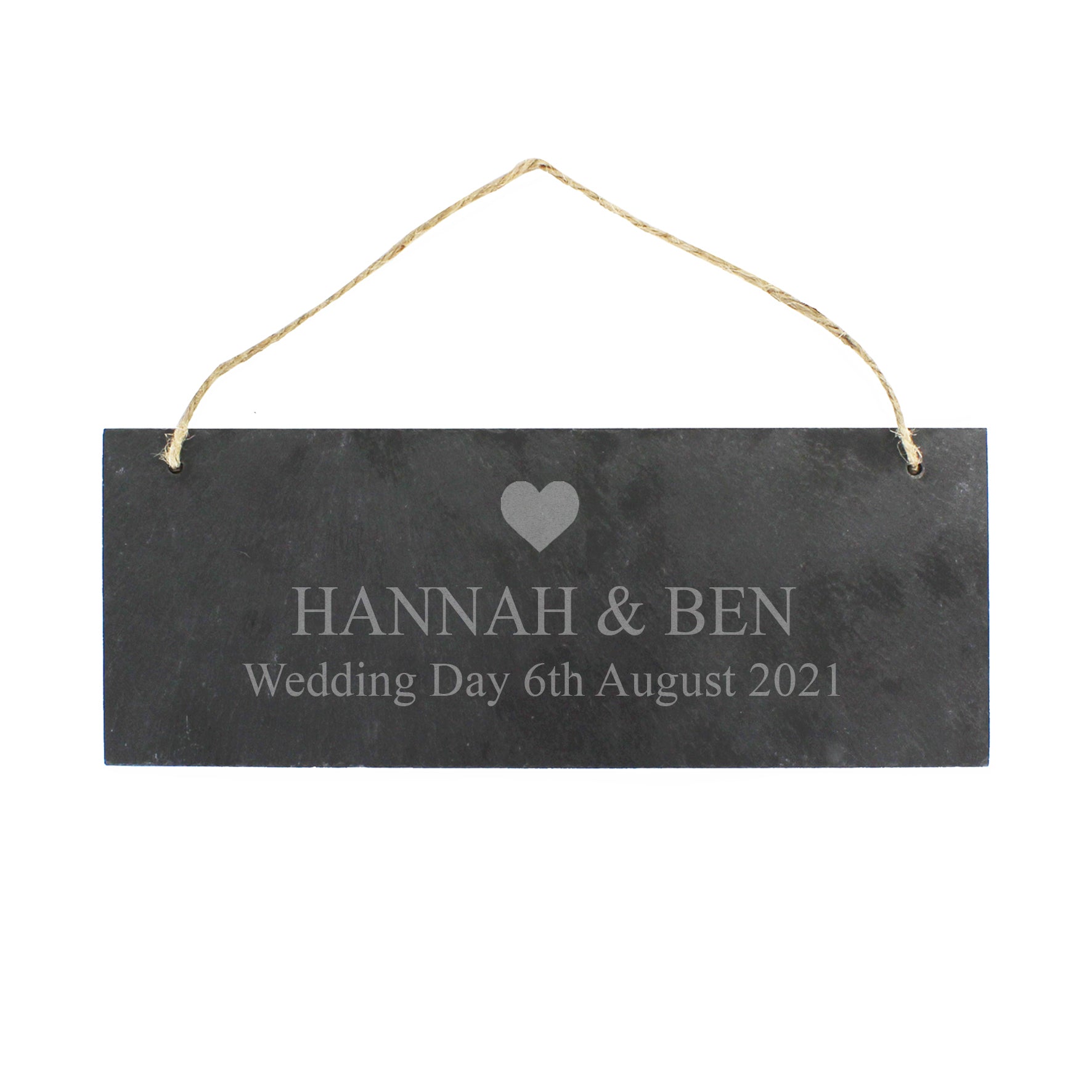 Personalised Heart Motif Hanging Slate Plaque