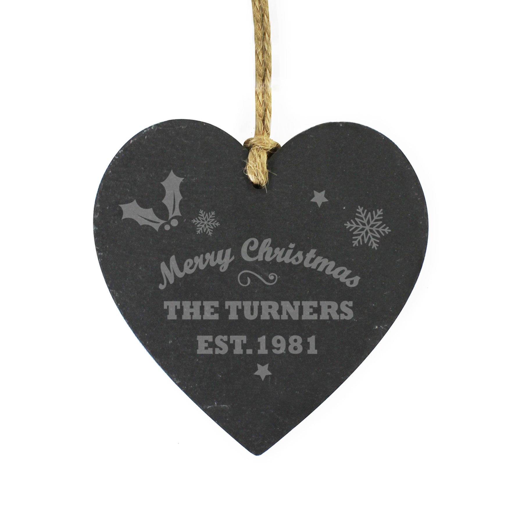 Personalised Merry Christmas Slate Heart Decoration