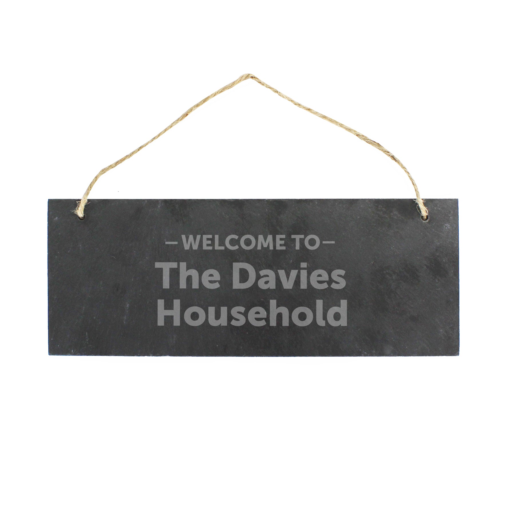 Personalised Welcome To... Hanging Slate Plaque