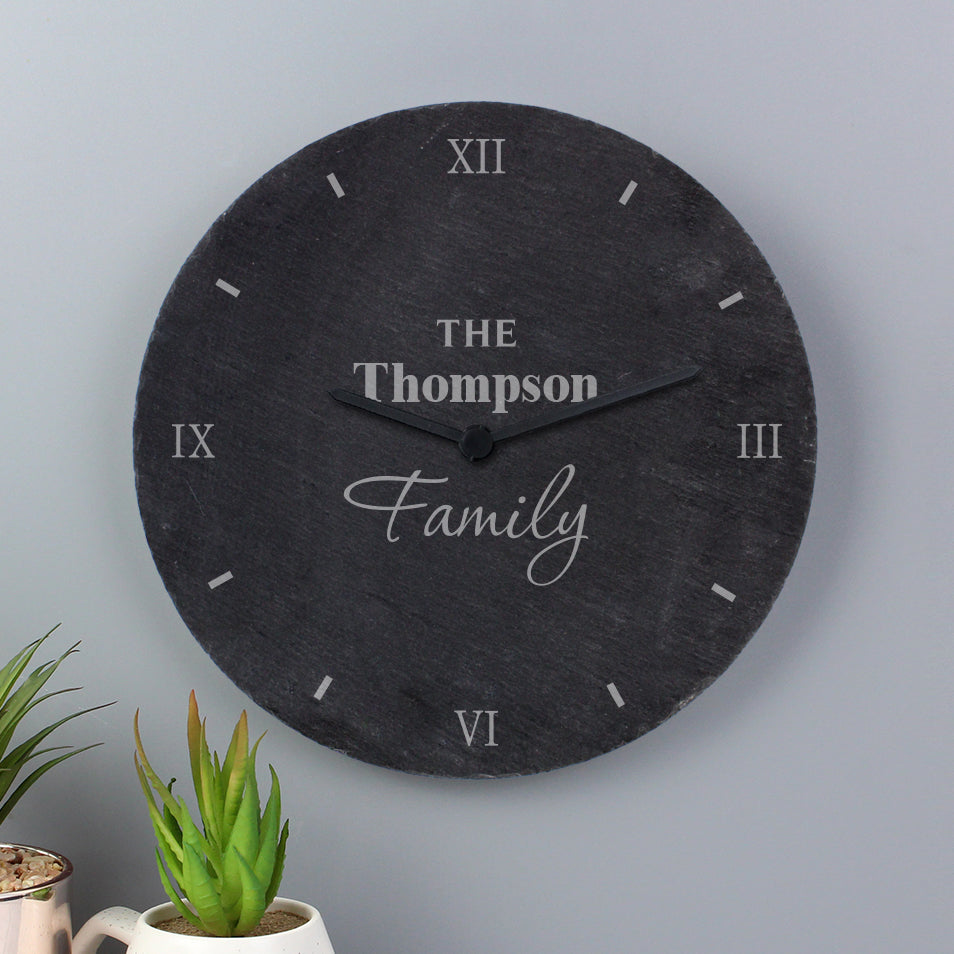 Personalised Family Slate Clock