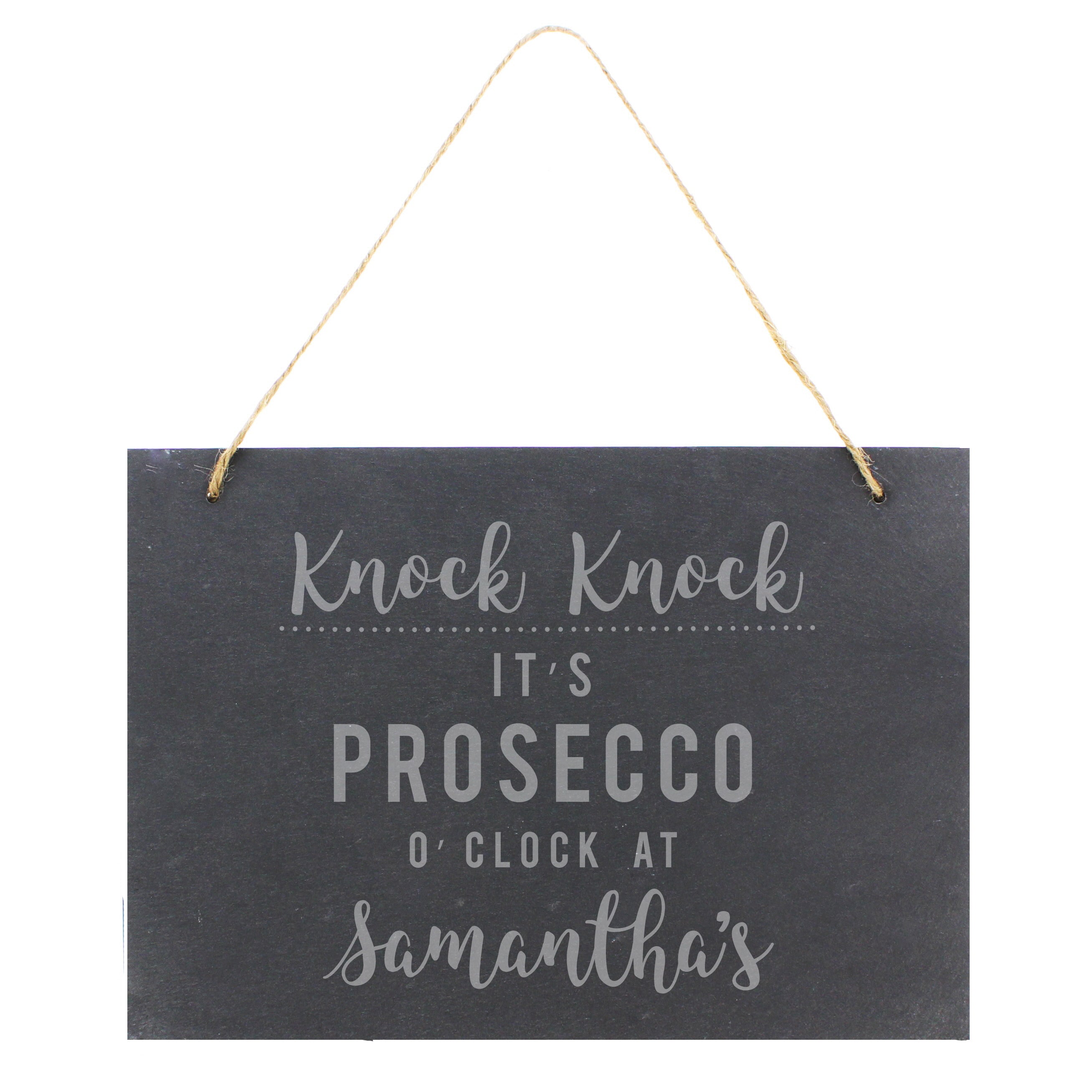 Personalised Prosecco O'Clock Large Hanging Slate Sign