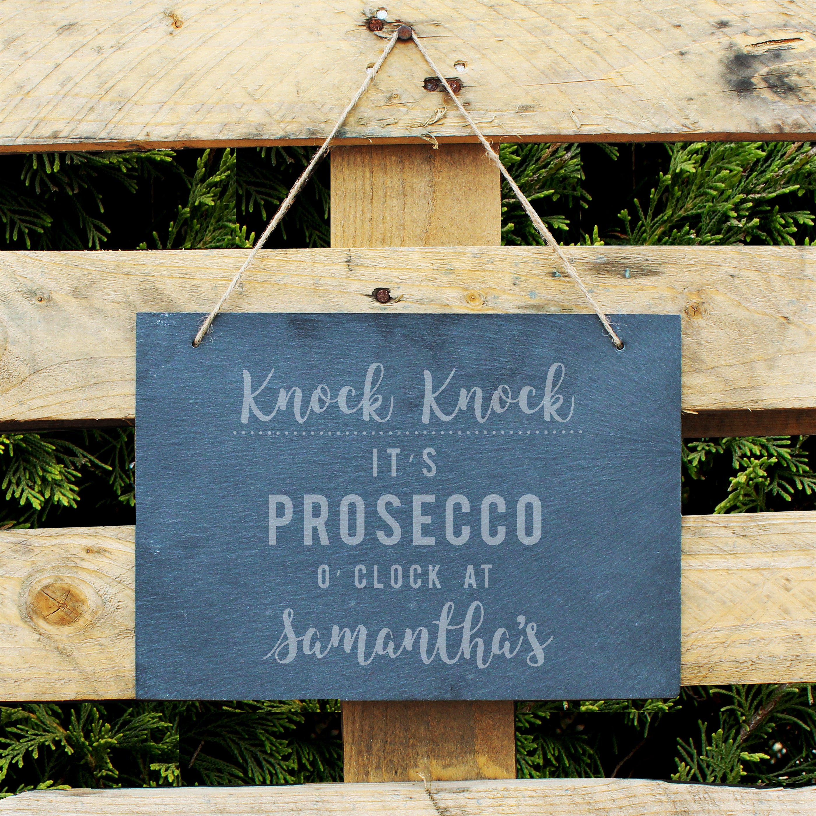 Personalised Prosecco O'Clock Large Hanging Slate Sign