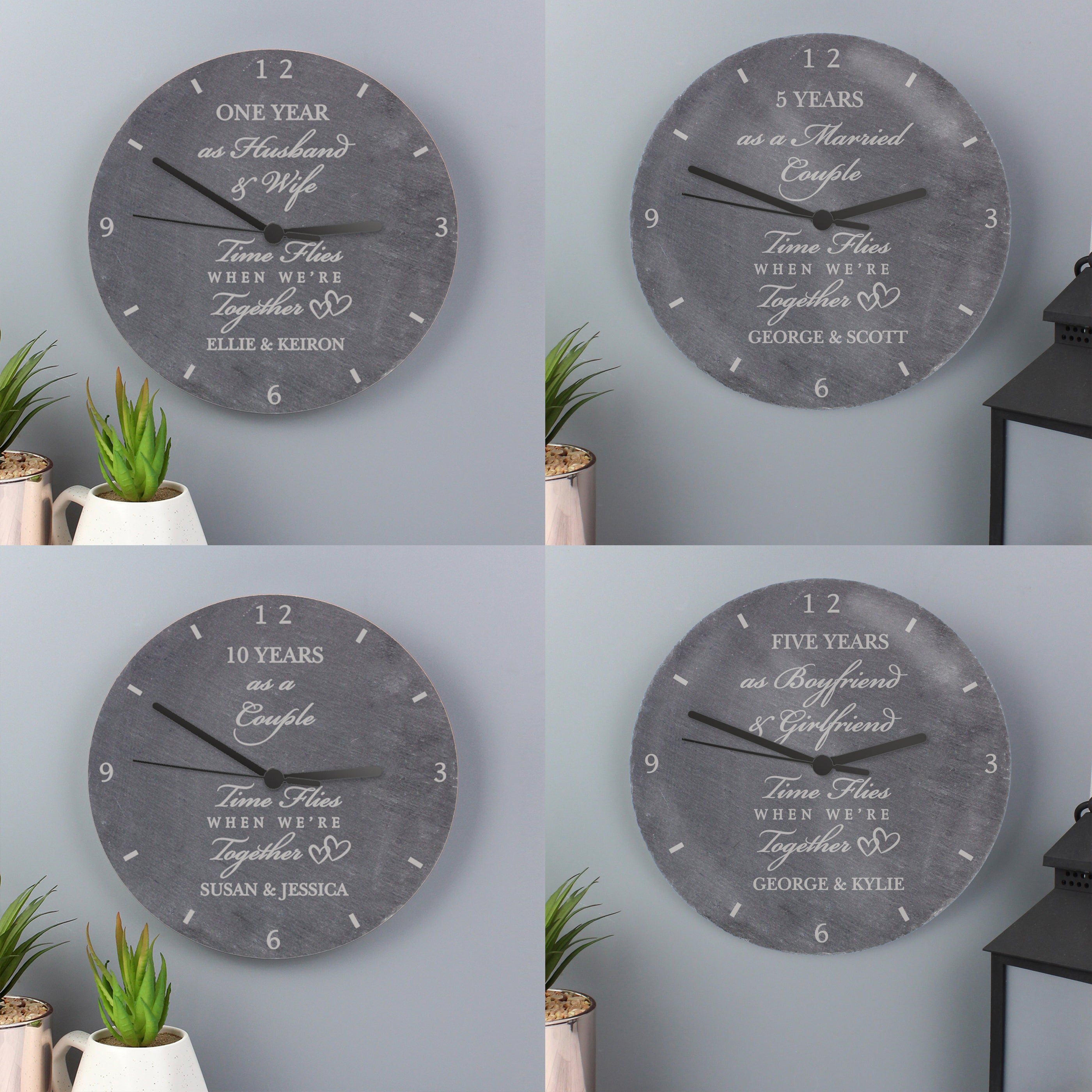 Personalised Anniversary Slate Clock