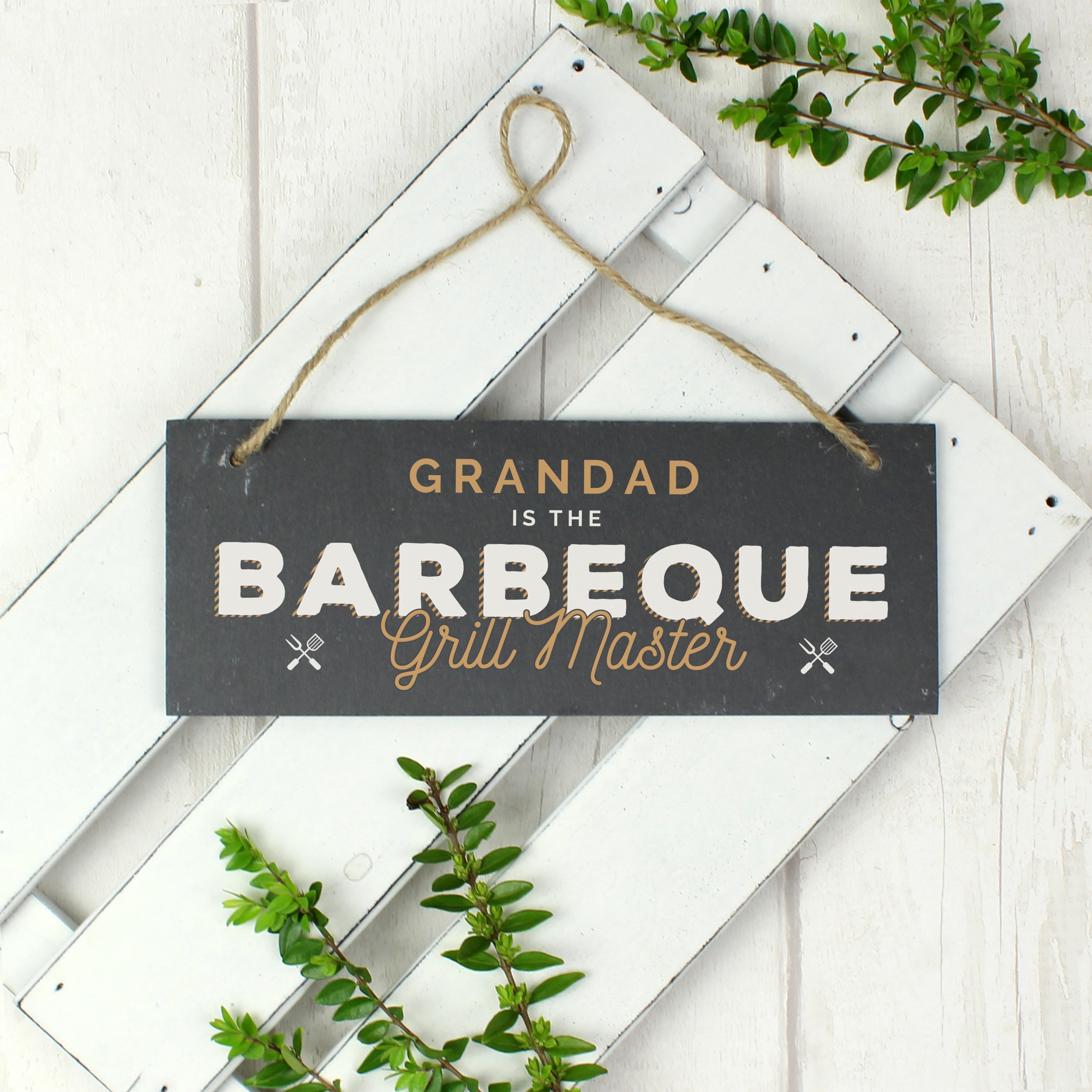 Personalised ""Barbeque Grill Master"" Printed Hanging Slate Plaque