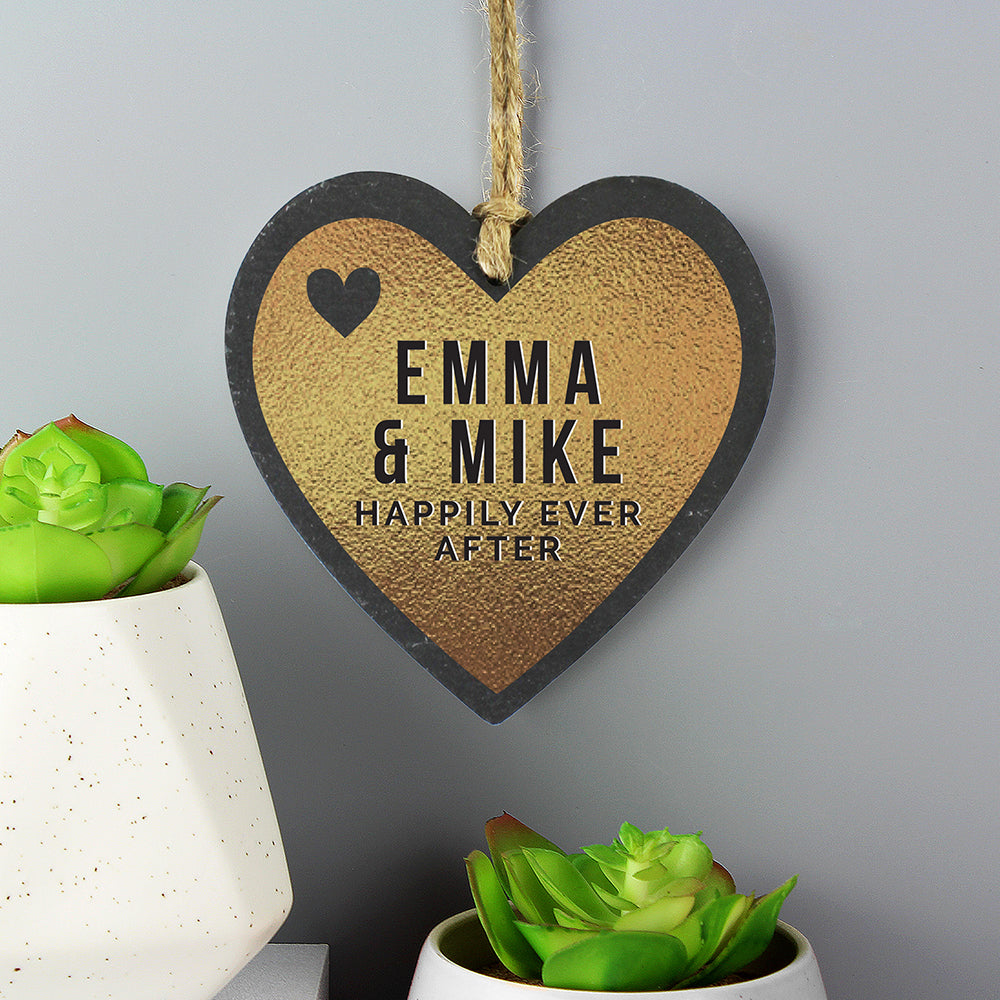 Personalised Gold Slate Heart Decoration