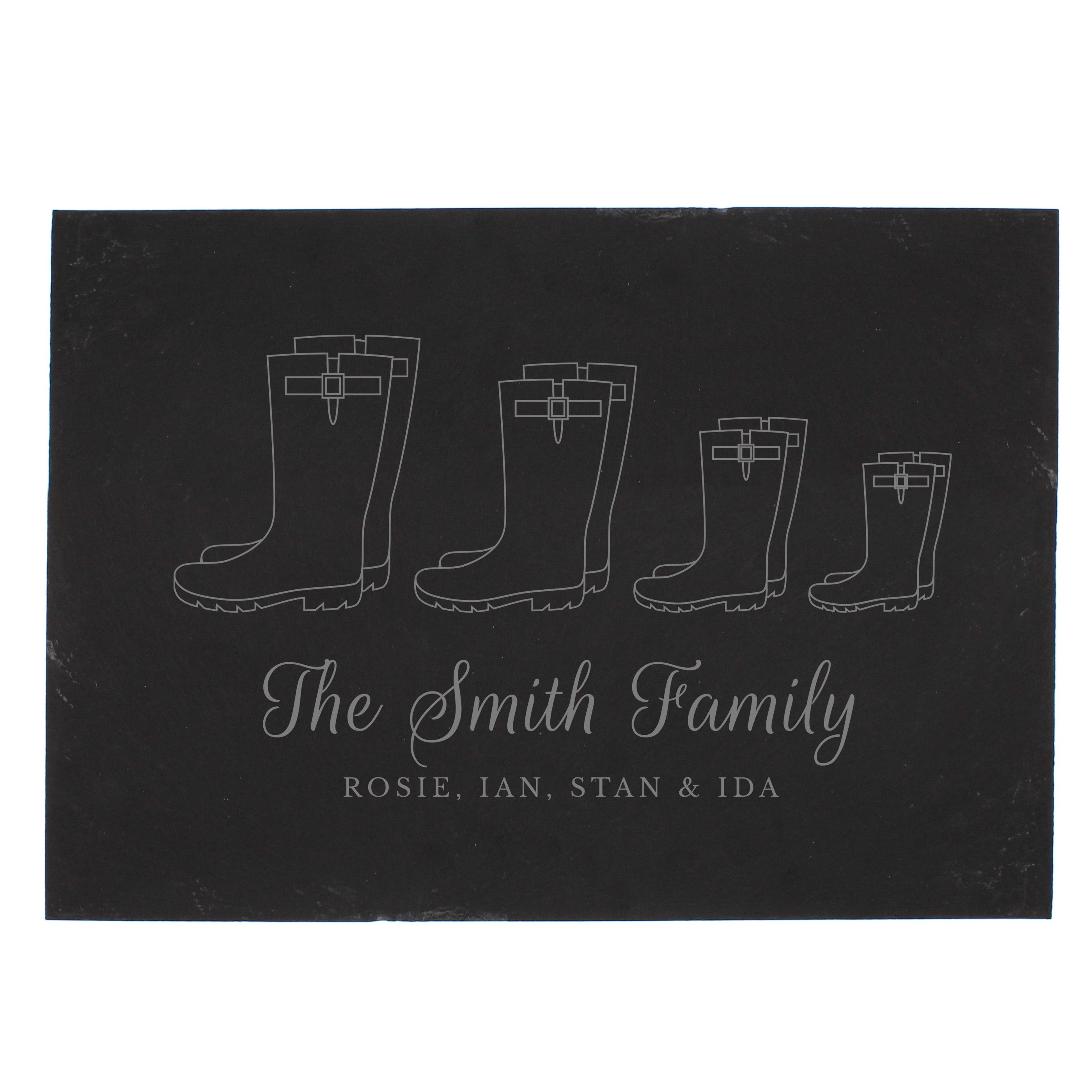 Personalised Welly Boot Family of Four Slate