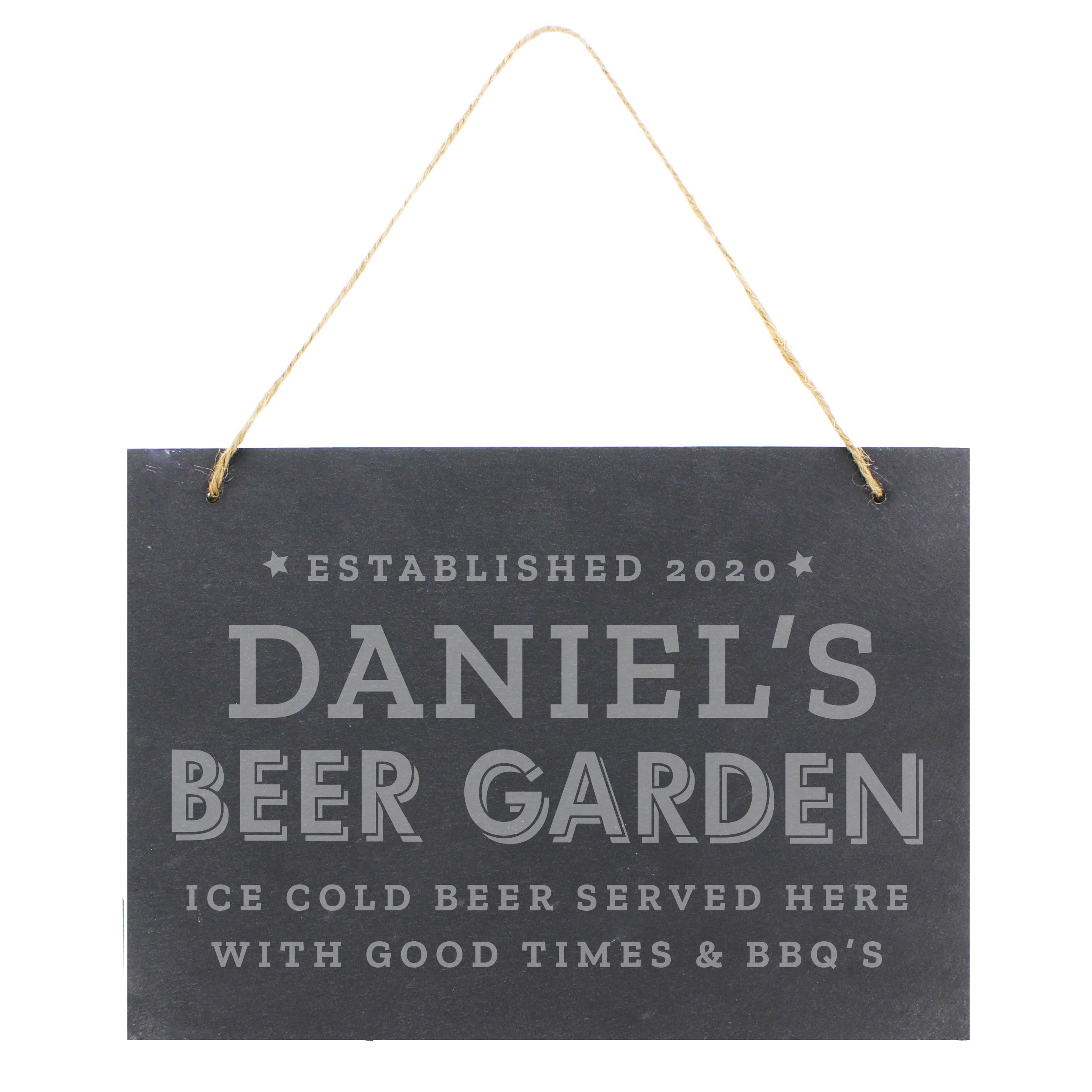 Personalised Beer Garden Hanging Large Slate Sign