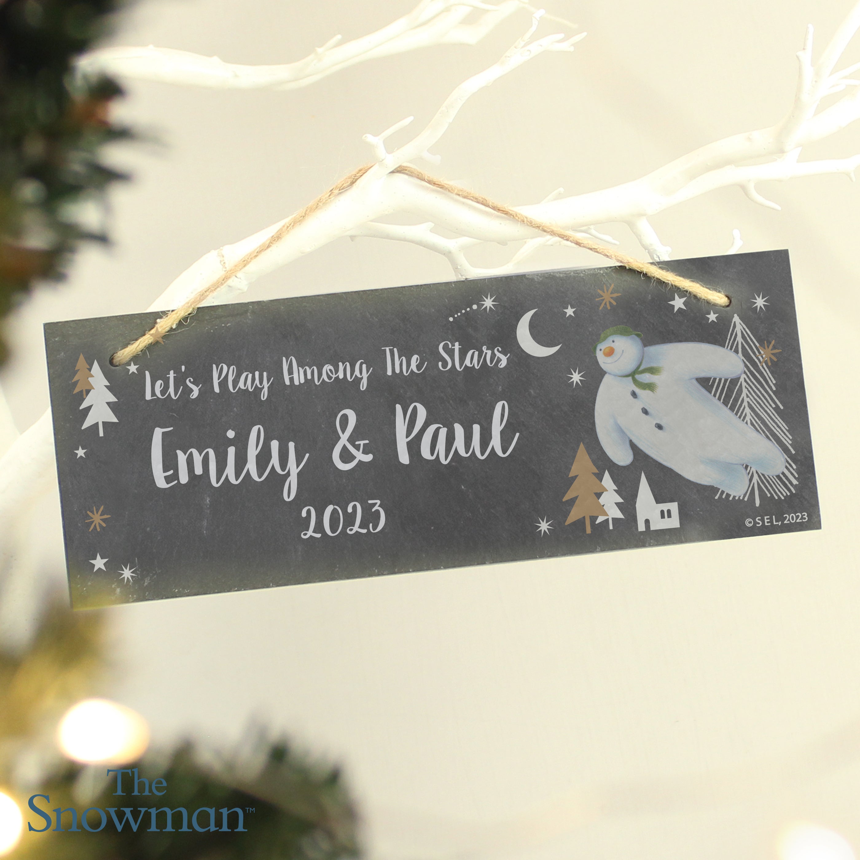 Personalised The Snowman Magical Adventure Hanging Slate Plaque