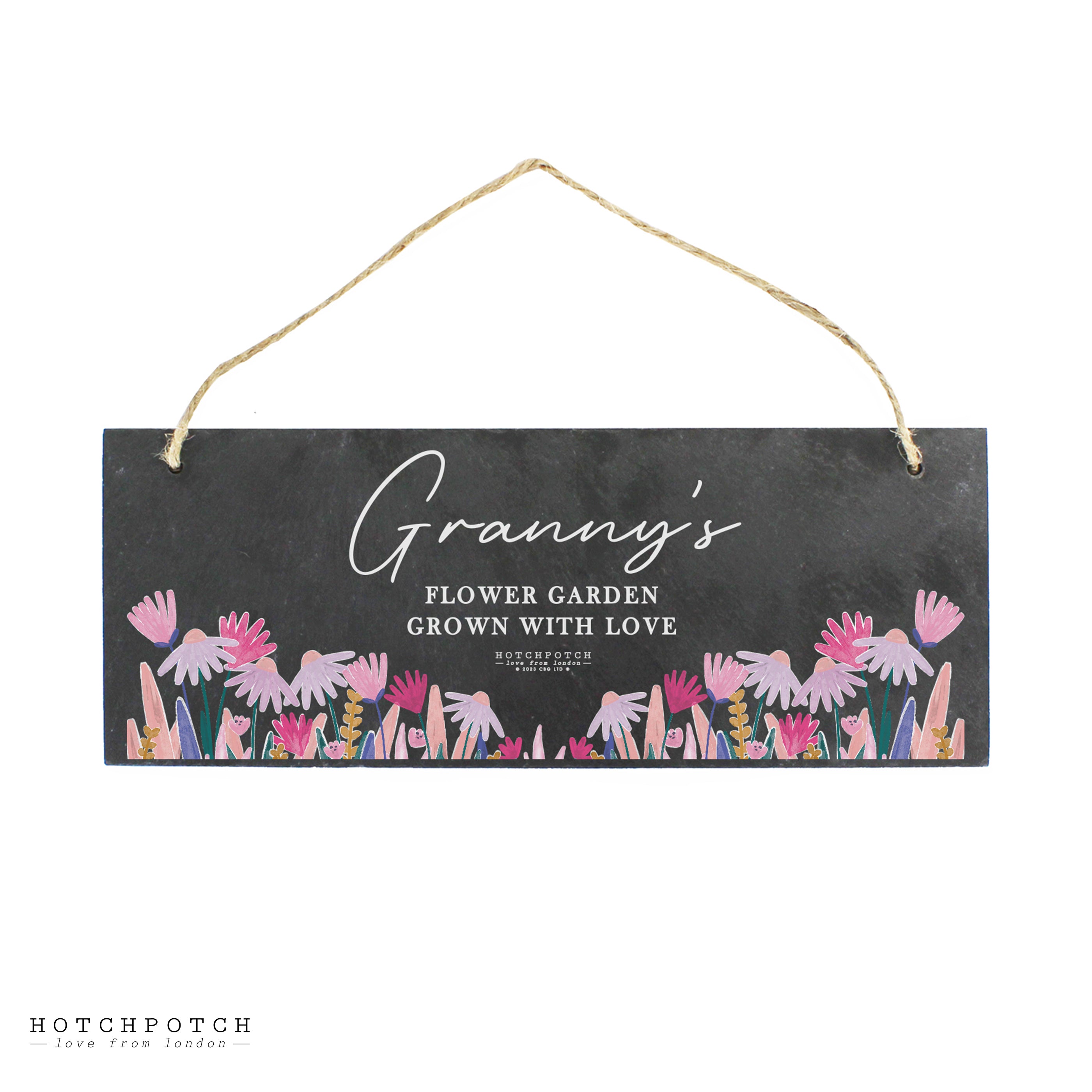 Personalised Hotchpotch Wild Flower Hanging Slate Plaque