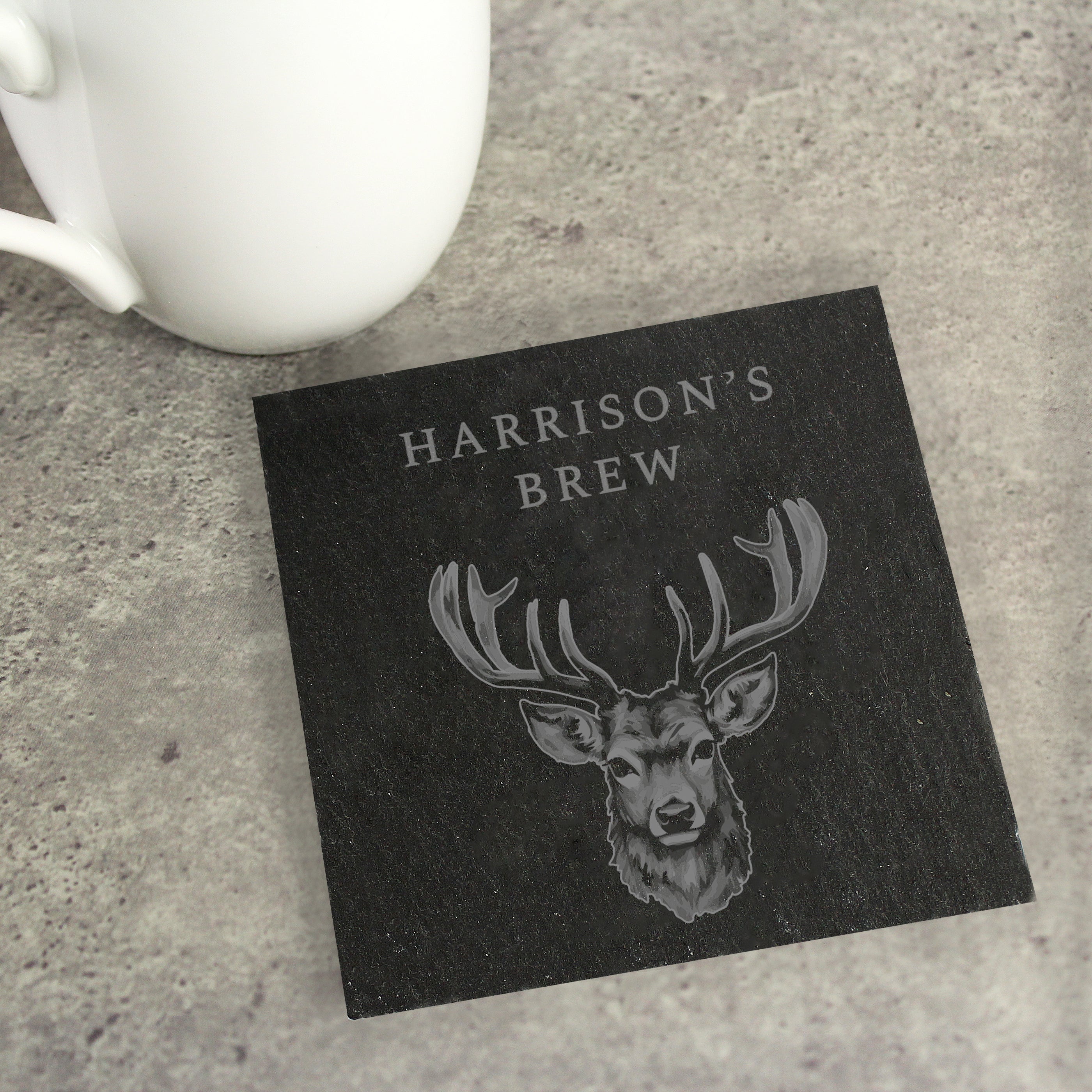 Personalised Stag Slate Coaster