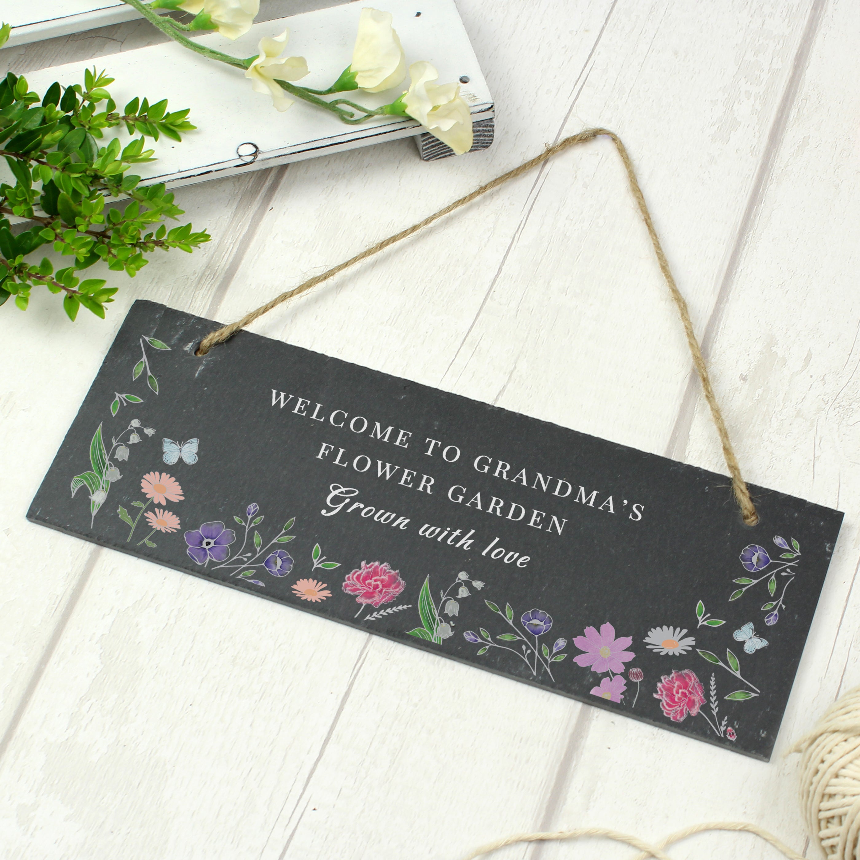 Personalised Wild Flowers Slate Garden Sign