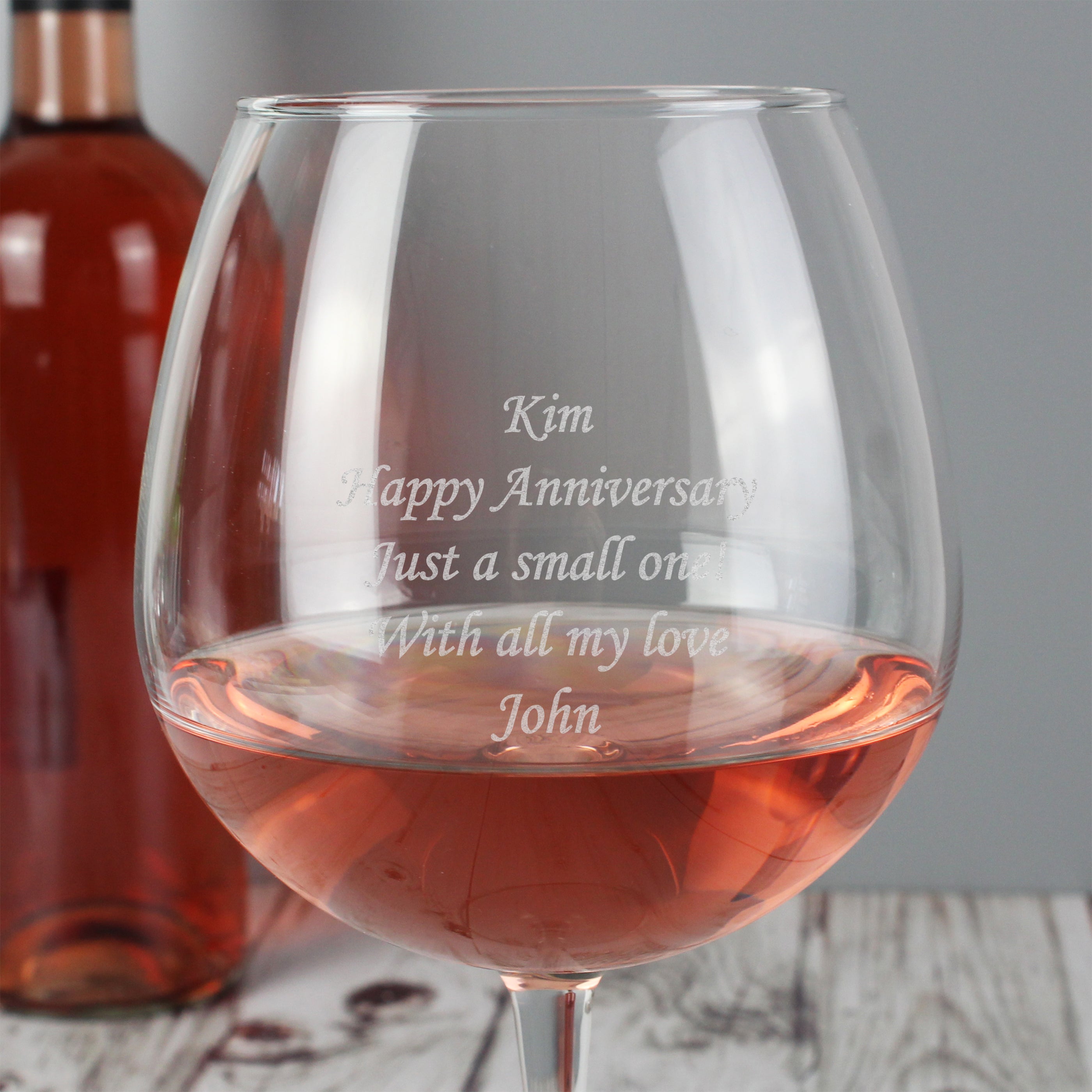 Personalised Bottle of Wine Glass