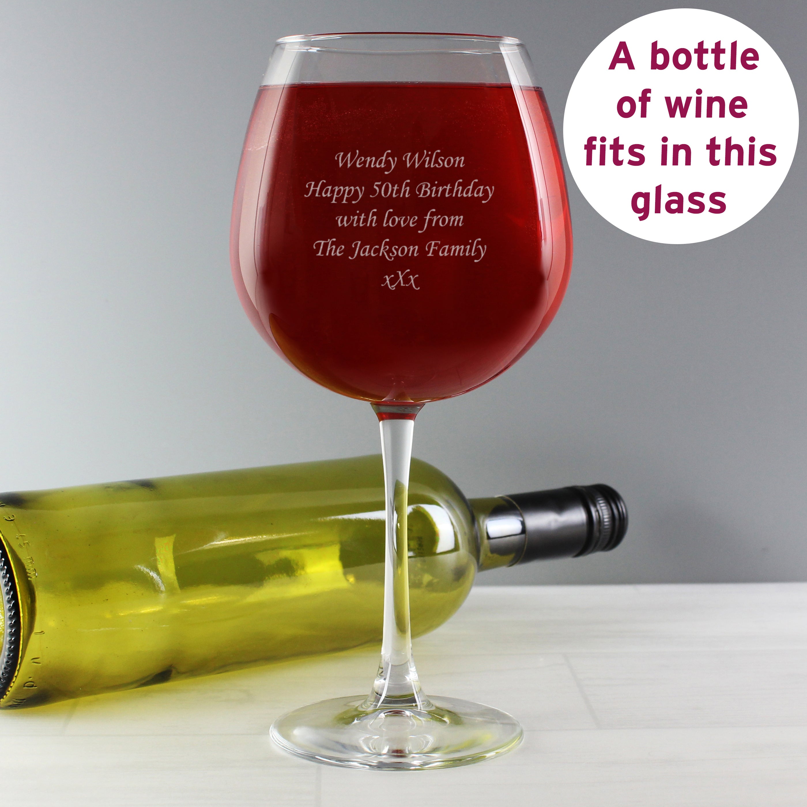 Personalised Bottle of Wine Glass