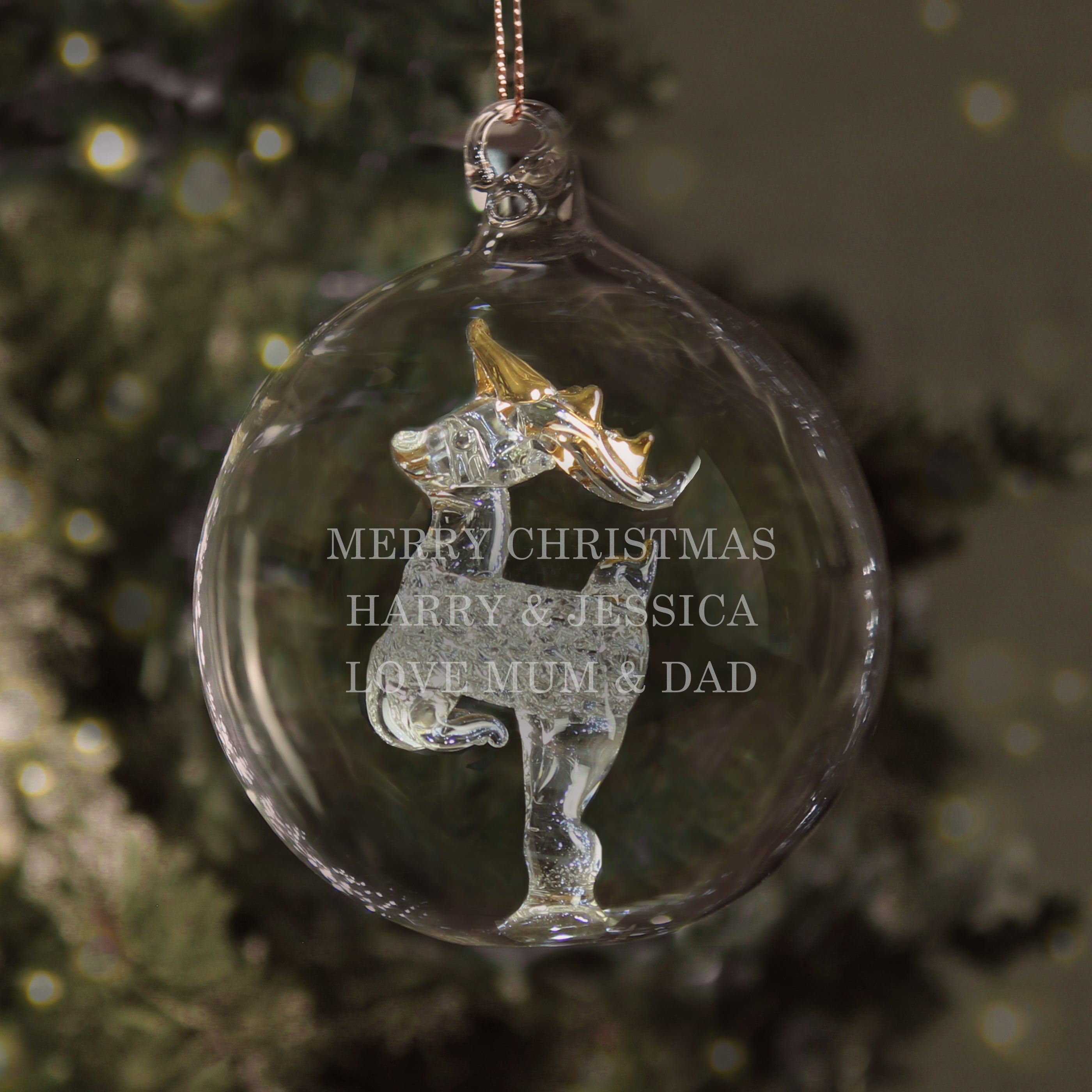 Personalised Glass Reindeer Bauble