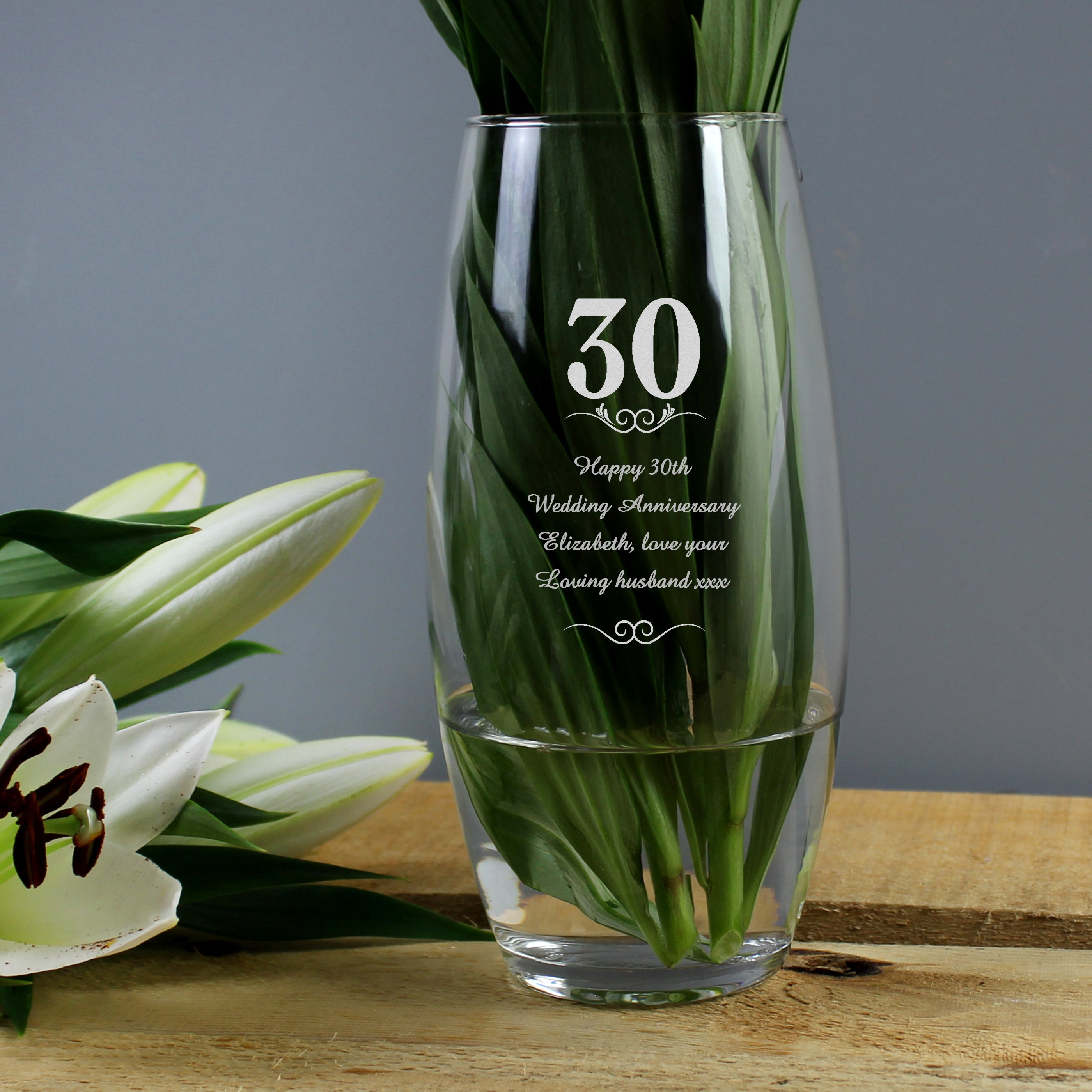 Personalised 30th Anniversary Years Bullet Vase