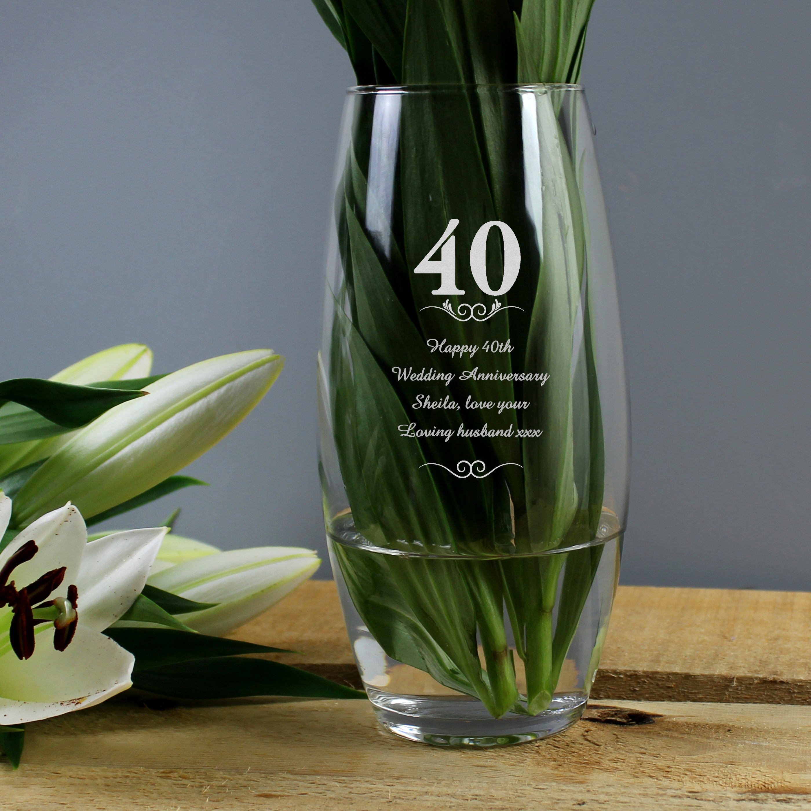 Personalised 40th Anniversary Years Bullet Vase