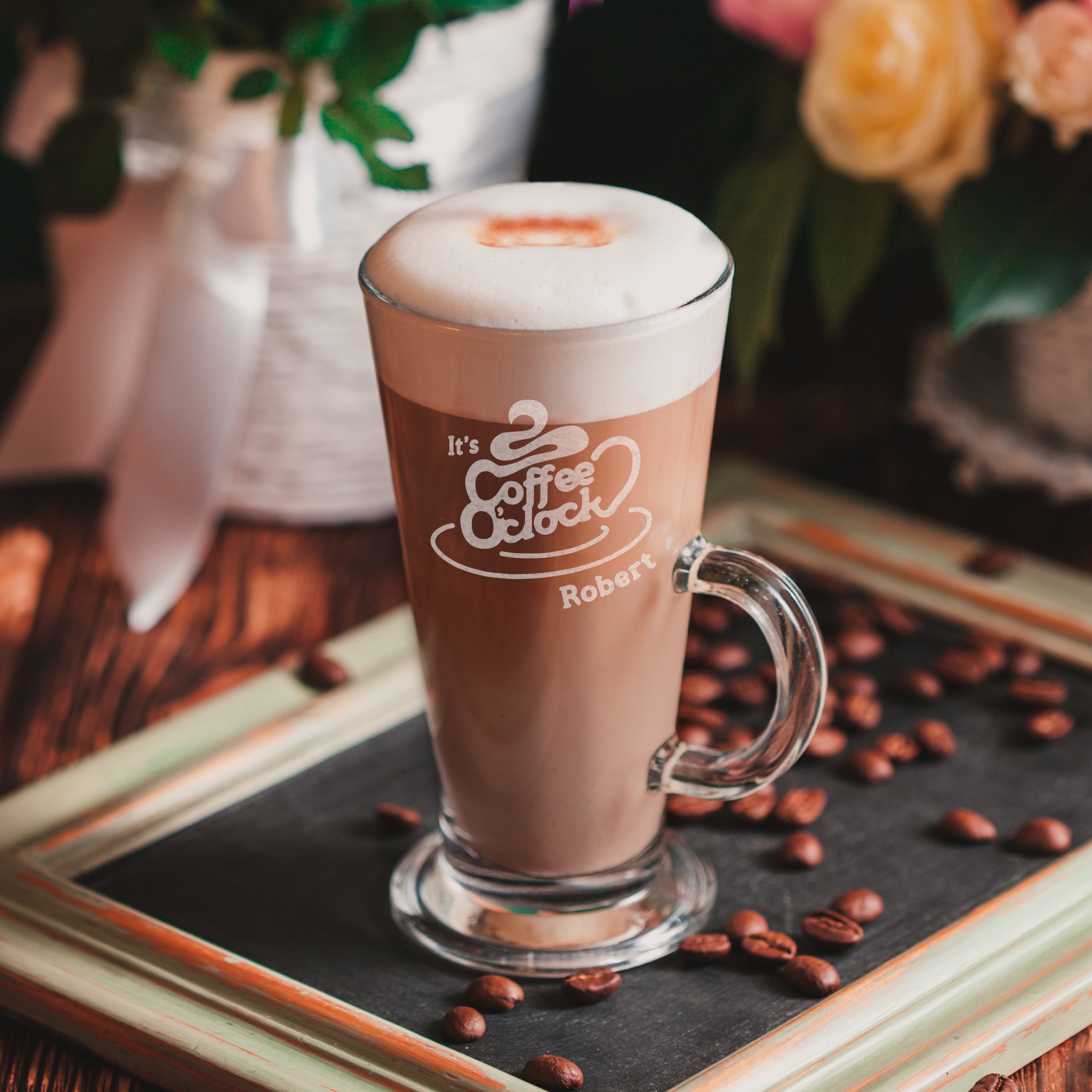 Personalised Coffee O Clock Latte Glass