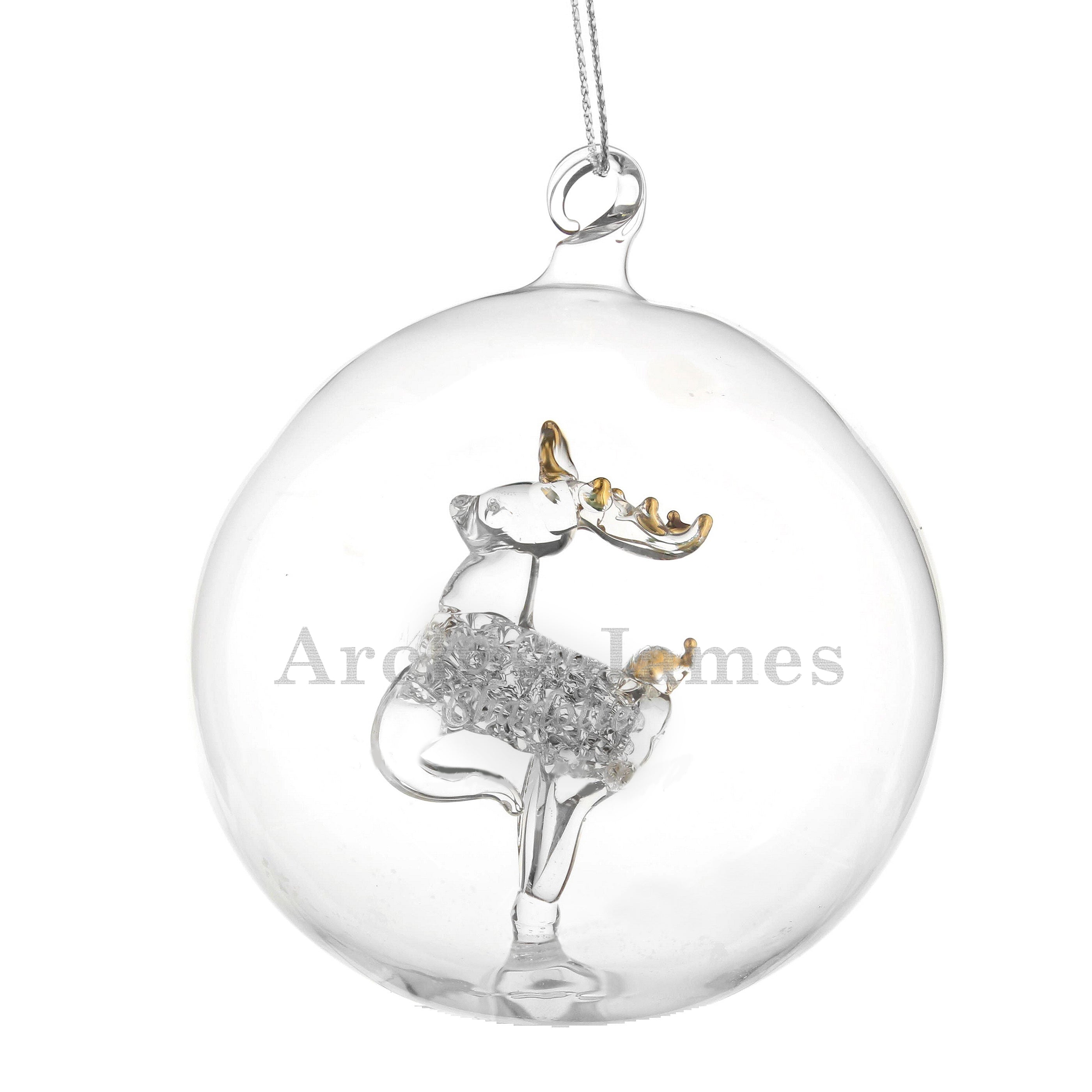 Personalised Name Only Reindeer Glass Bauble