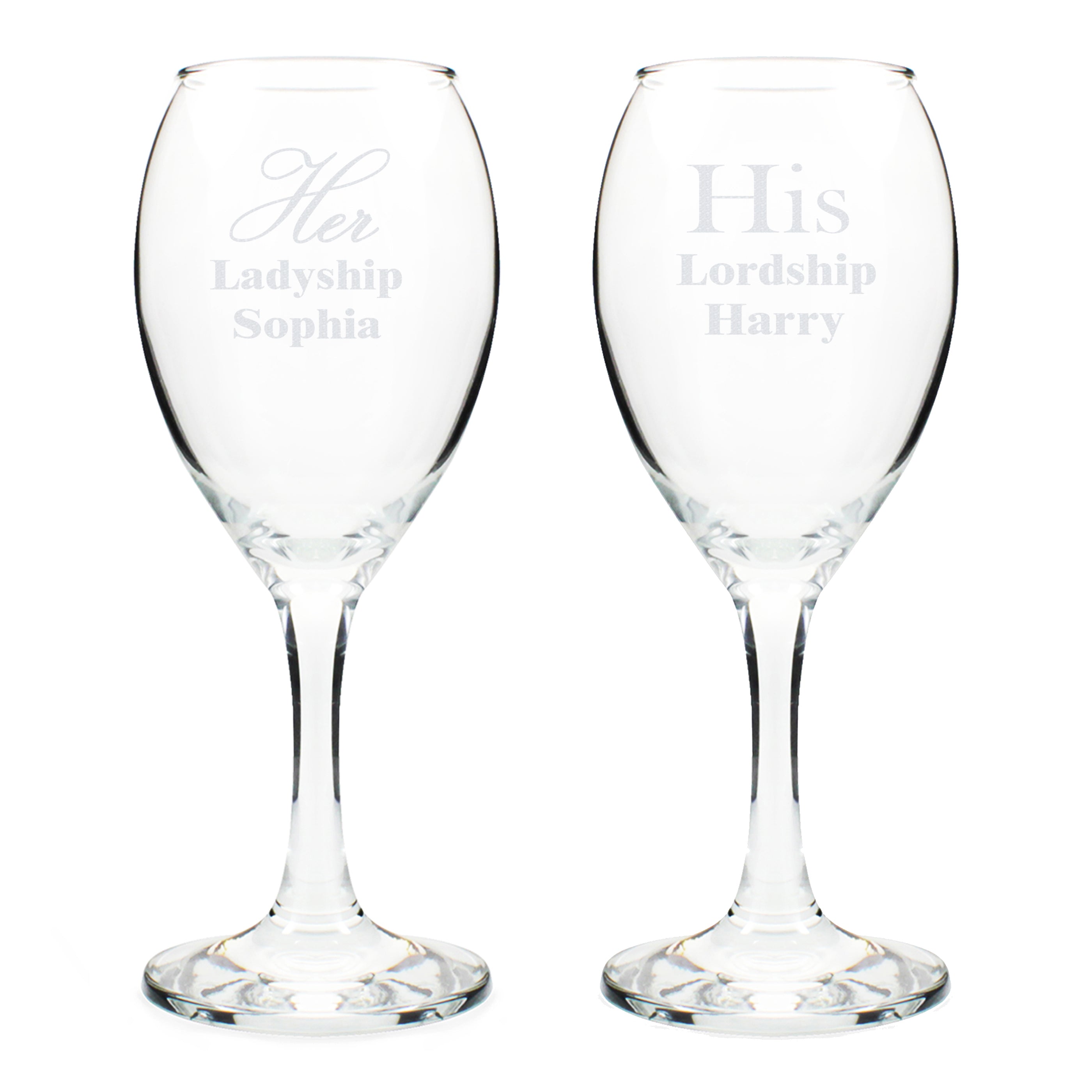 Personalised His & Her Wine Glass Set