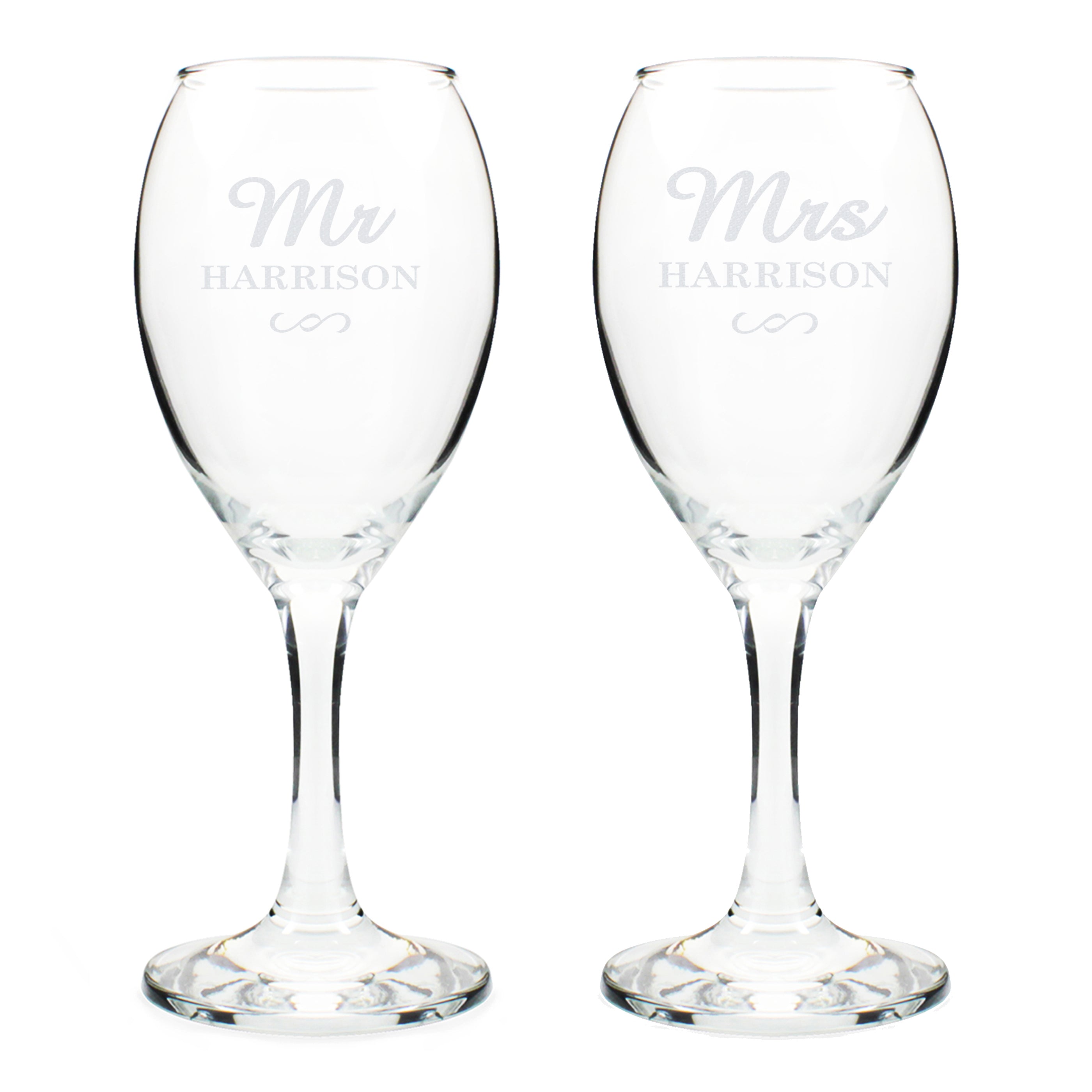 Personalised Mr & Mrs Wine Glass Set