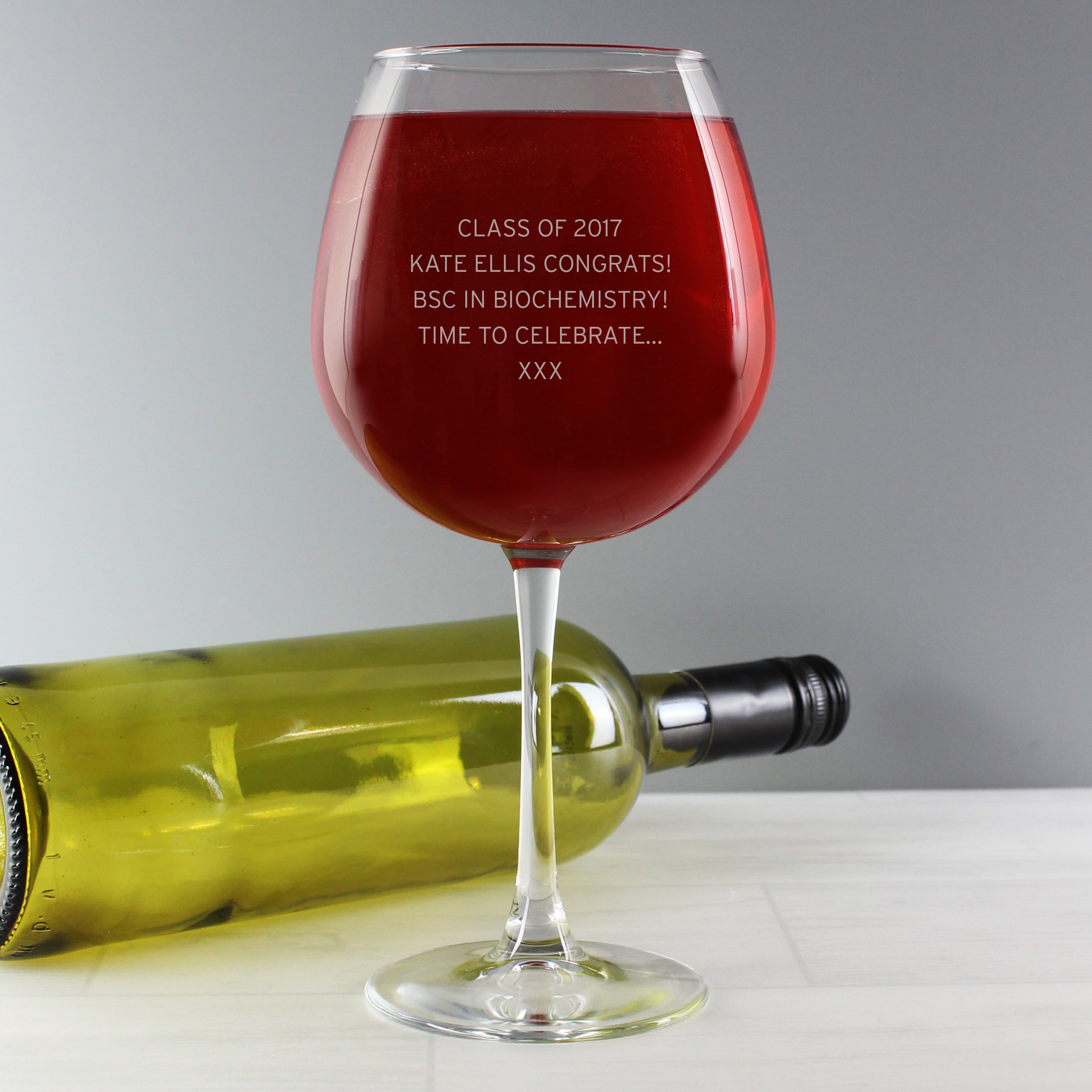 Personalised Bold Statement Bottle of Wine Glass