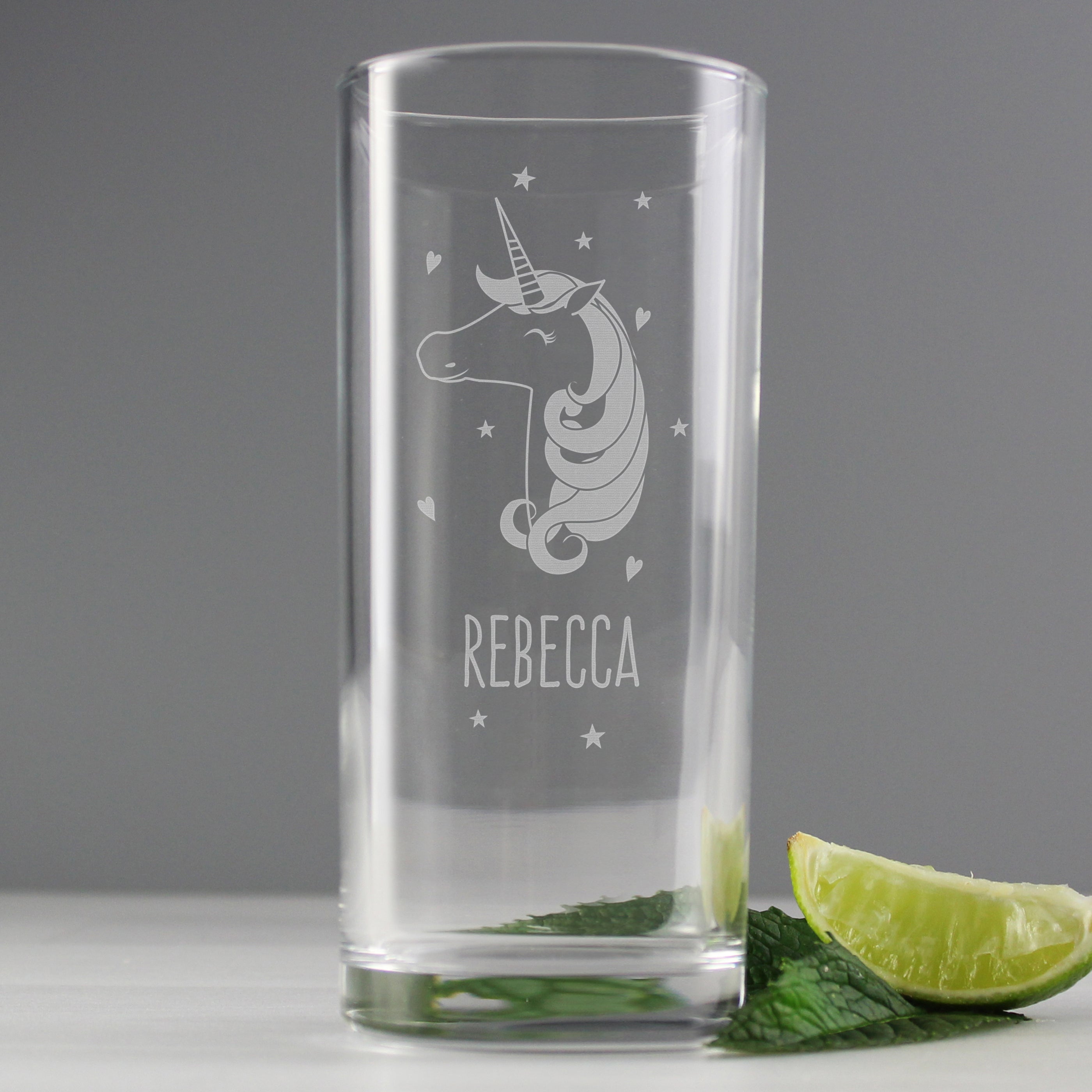 Personalised Unicorn Engraved Hi Ball Glass