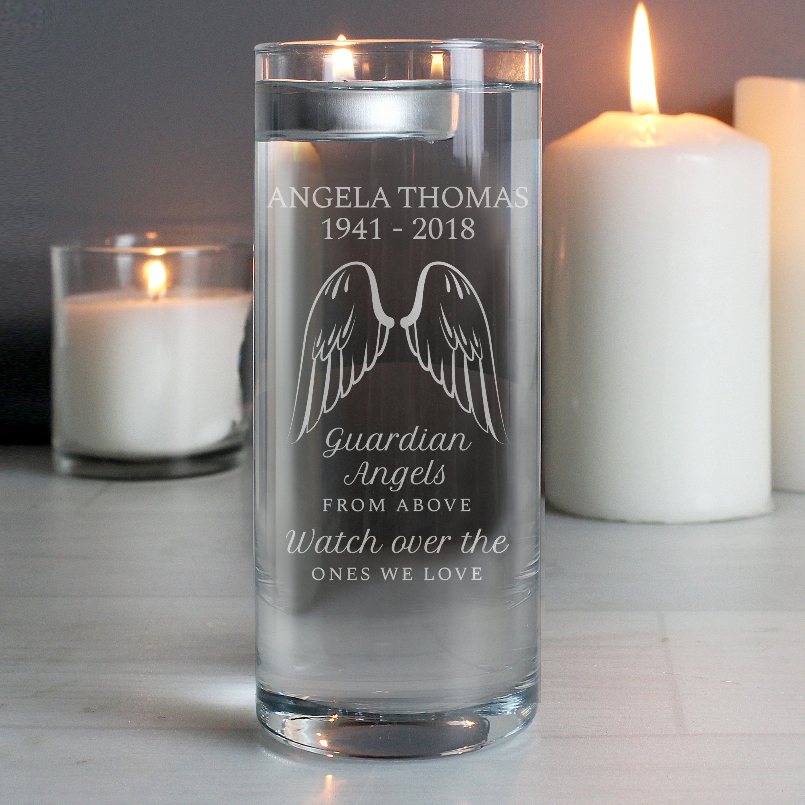 Personalised Guardian Angel Wings Floating Candle Holder