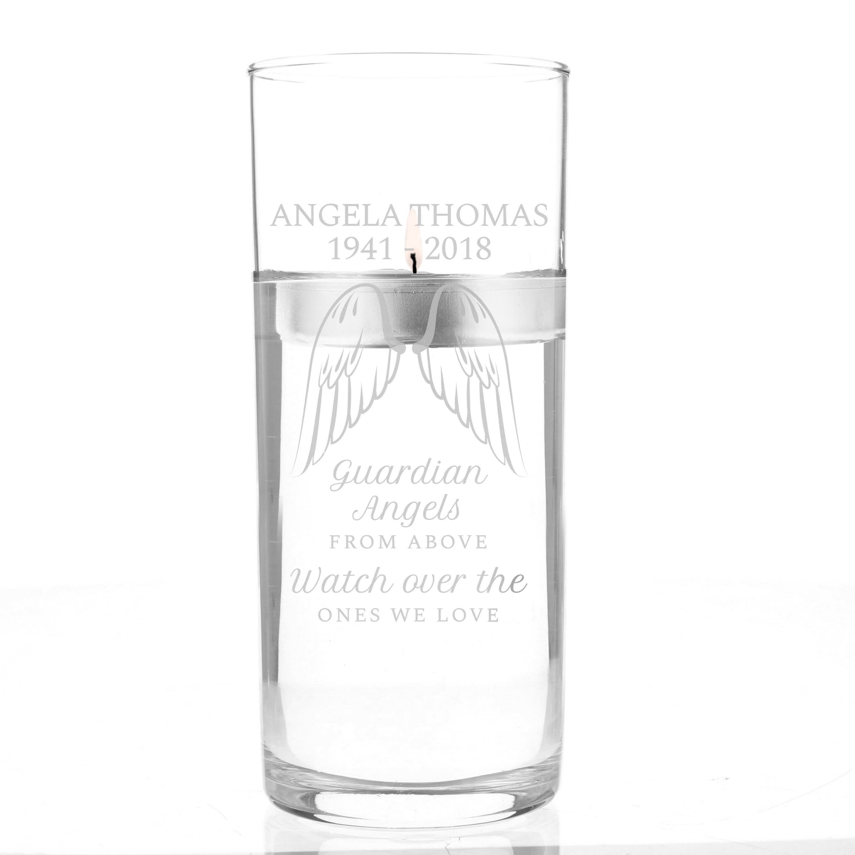 Personalised Guardian Angel Wings Floating Candle Holder