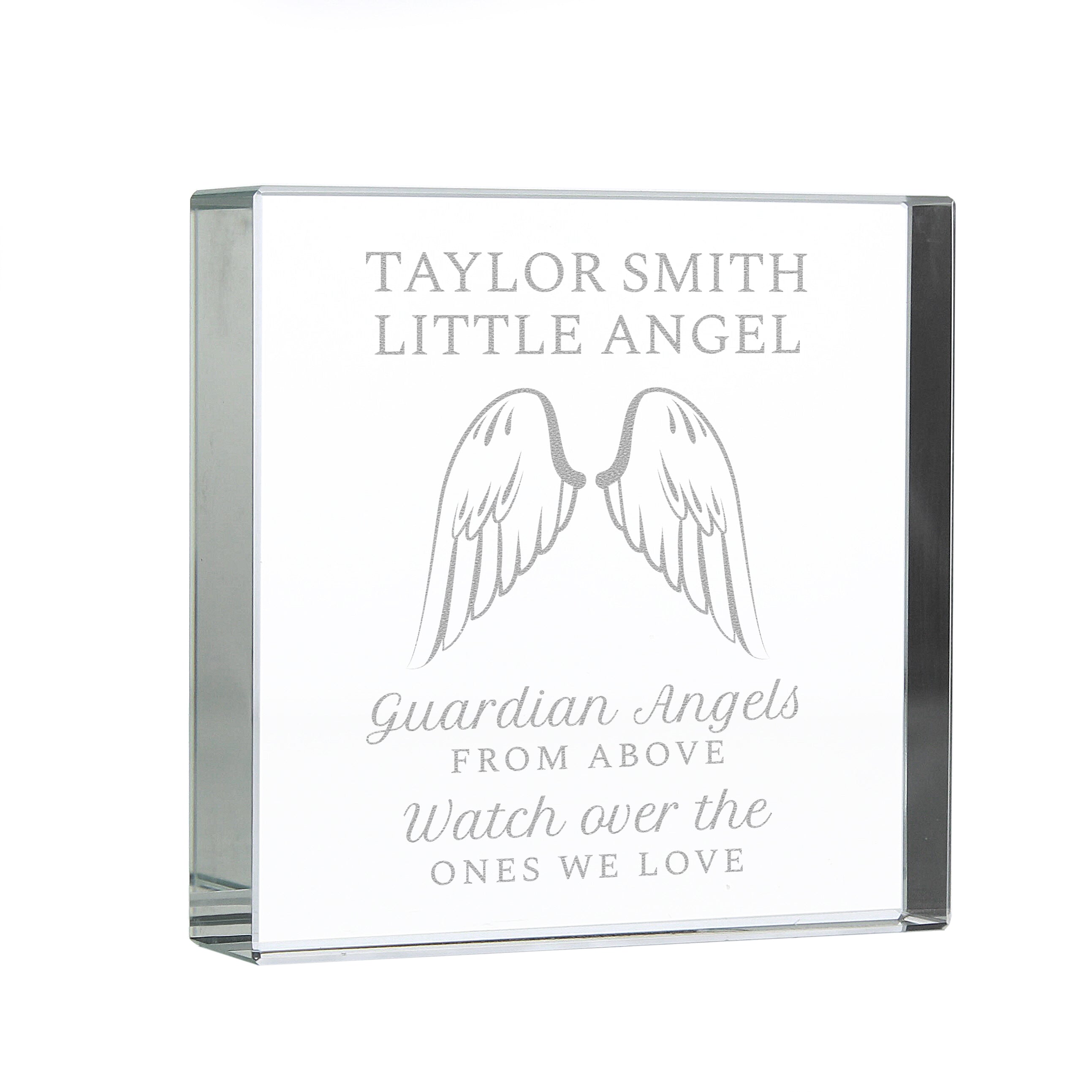 Personalised Guardian Angel Wings Crystal Token